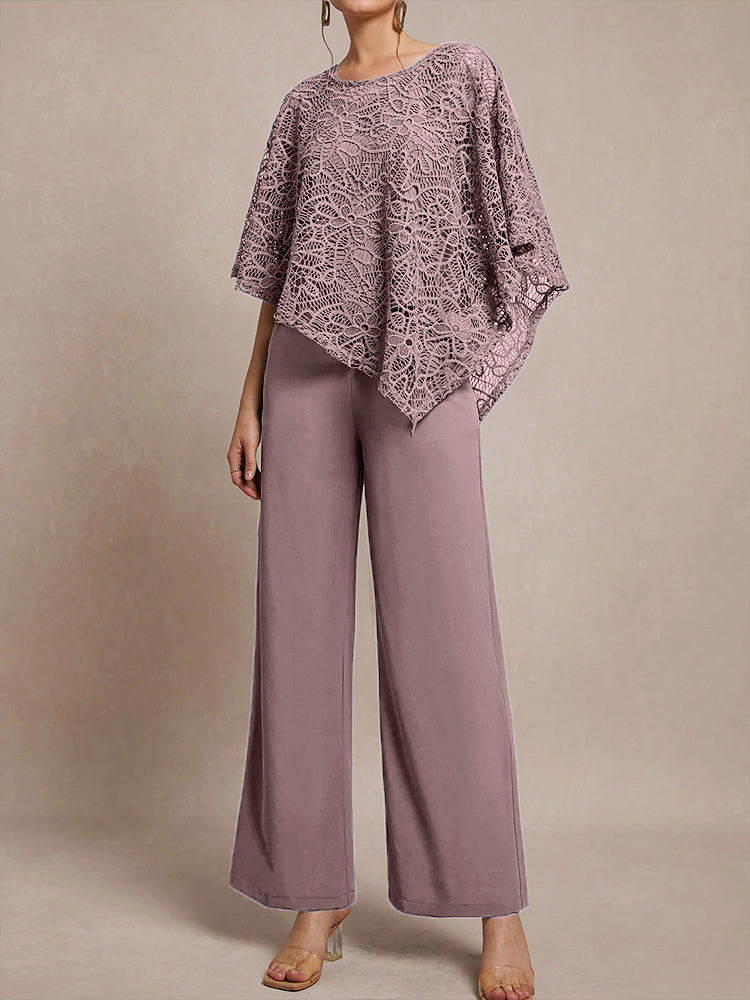 3 Stück Spitze Cape Chiffon Mutter der Braut Hosenanzüge