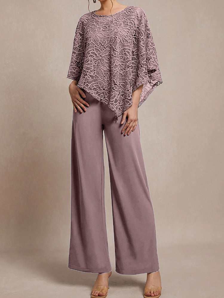 3 Stück Spitze Cape Chiffon Mutter der Braut Hosenanzüge