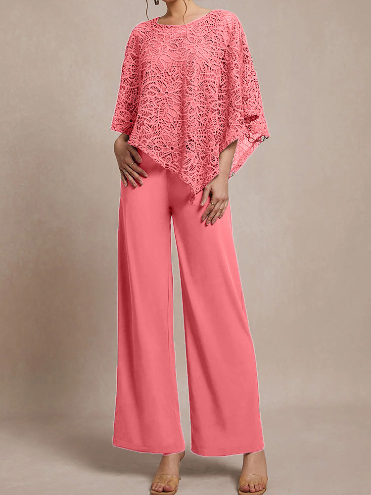 3 Stück Spitze Cape Chiffon Mutter der Braut Hosenanzüge