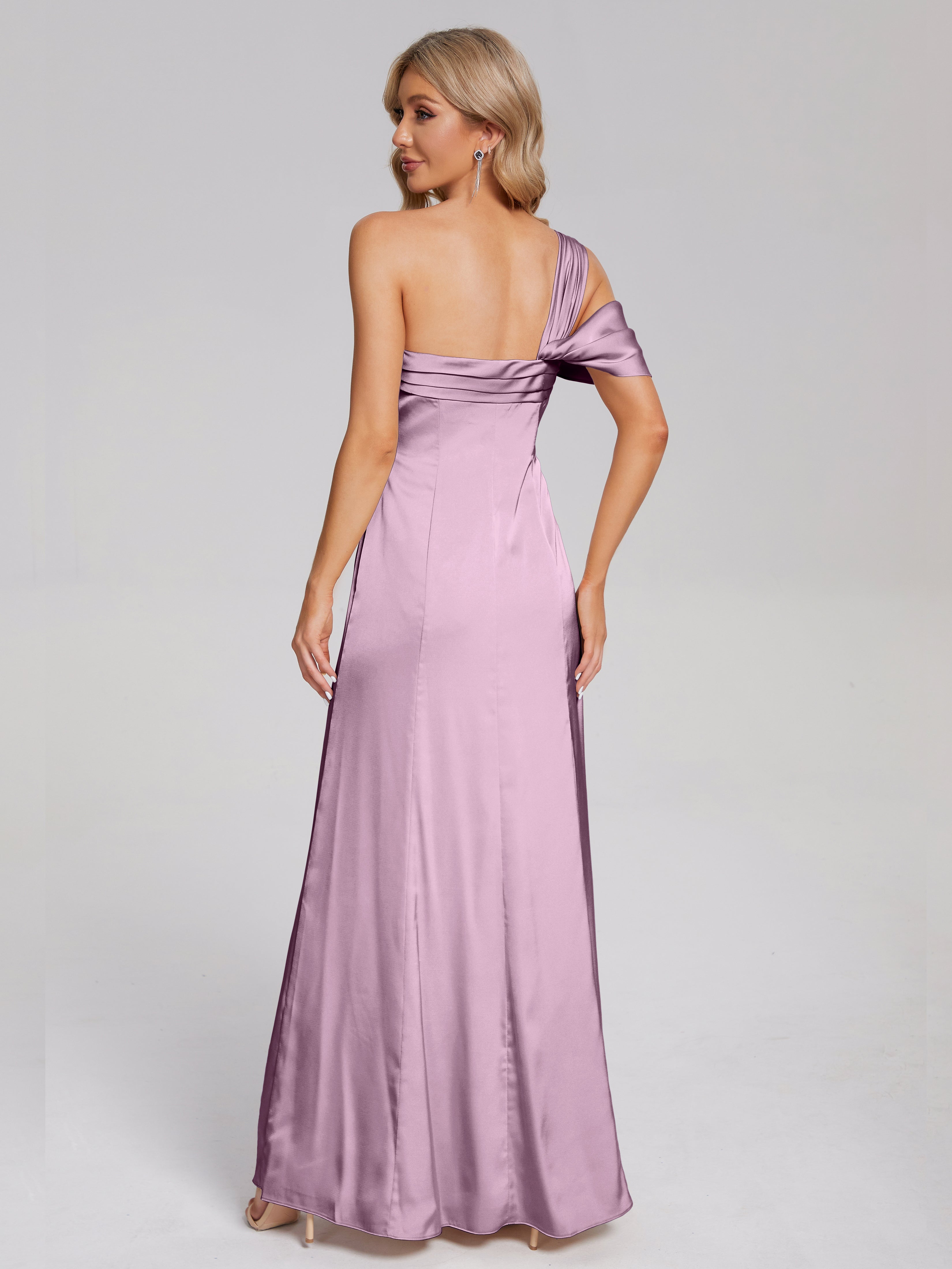 Raelyn One-Shoulder-Träger Geschlitzt Satin Weiches Satin Brautjungfernkleider