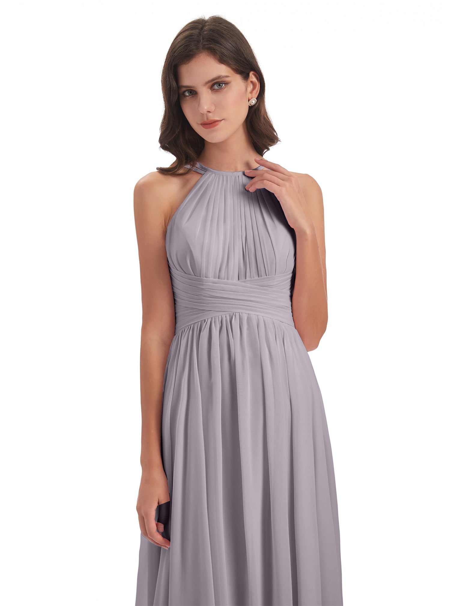 Ellianna A-Linie Bodenlange Spaghetti-Trägern Rücken-Reißverschluss Chiffon Lange Brautjungfernkleider