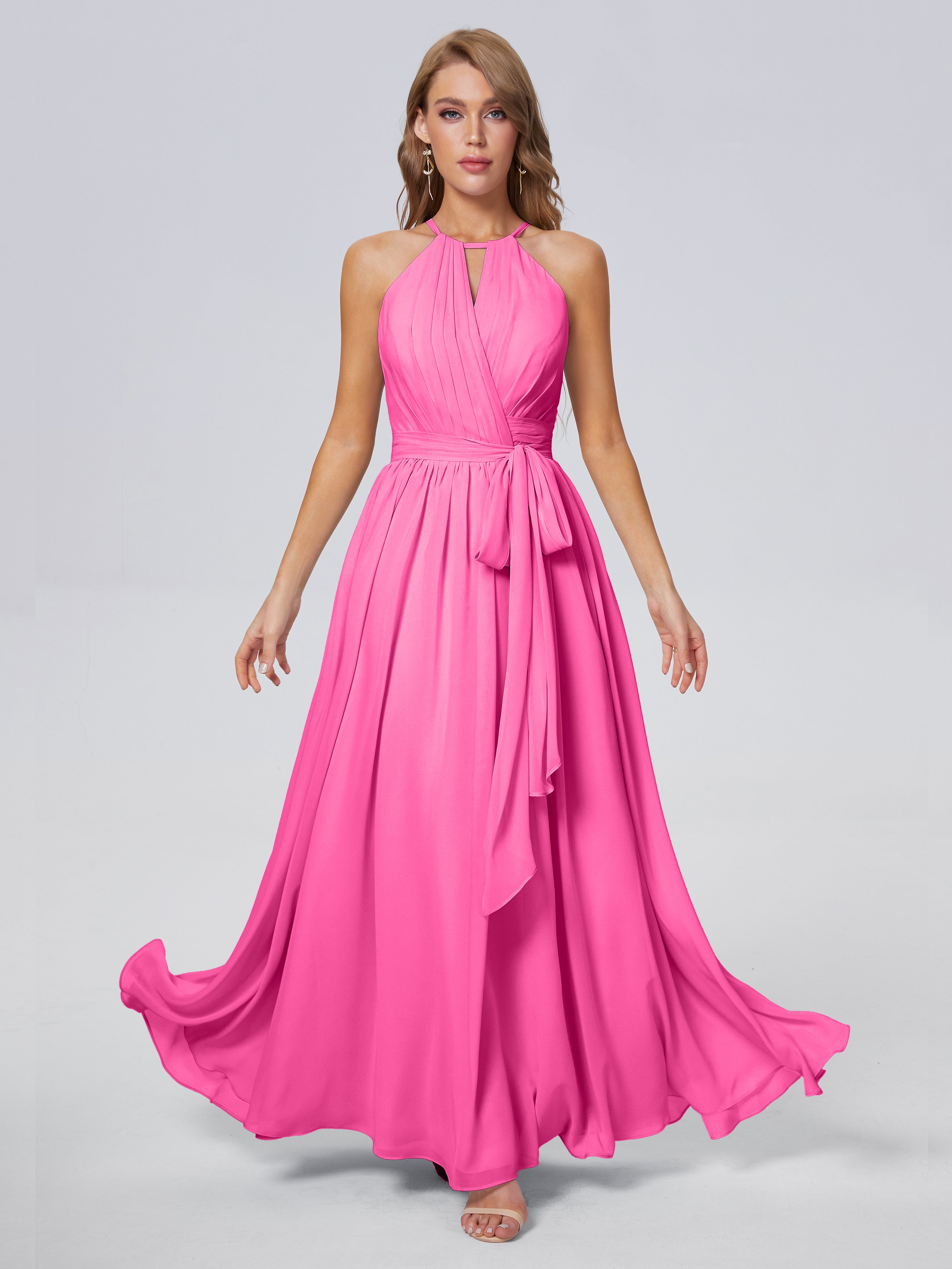 Amy Brilliant Neckholder-Chiffon-Brautjungfernkleider