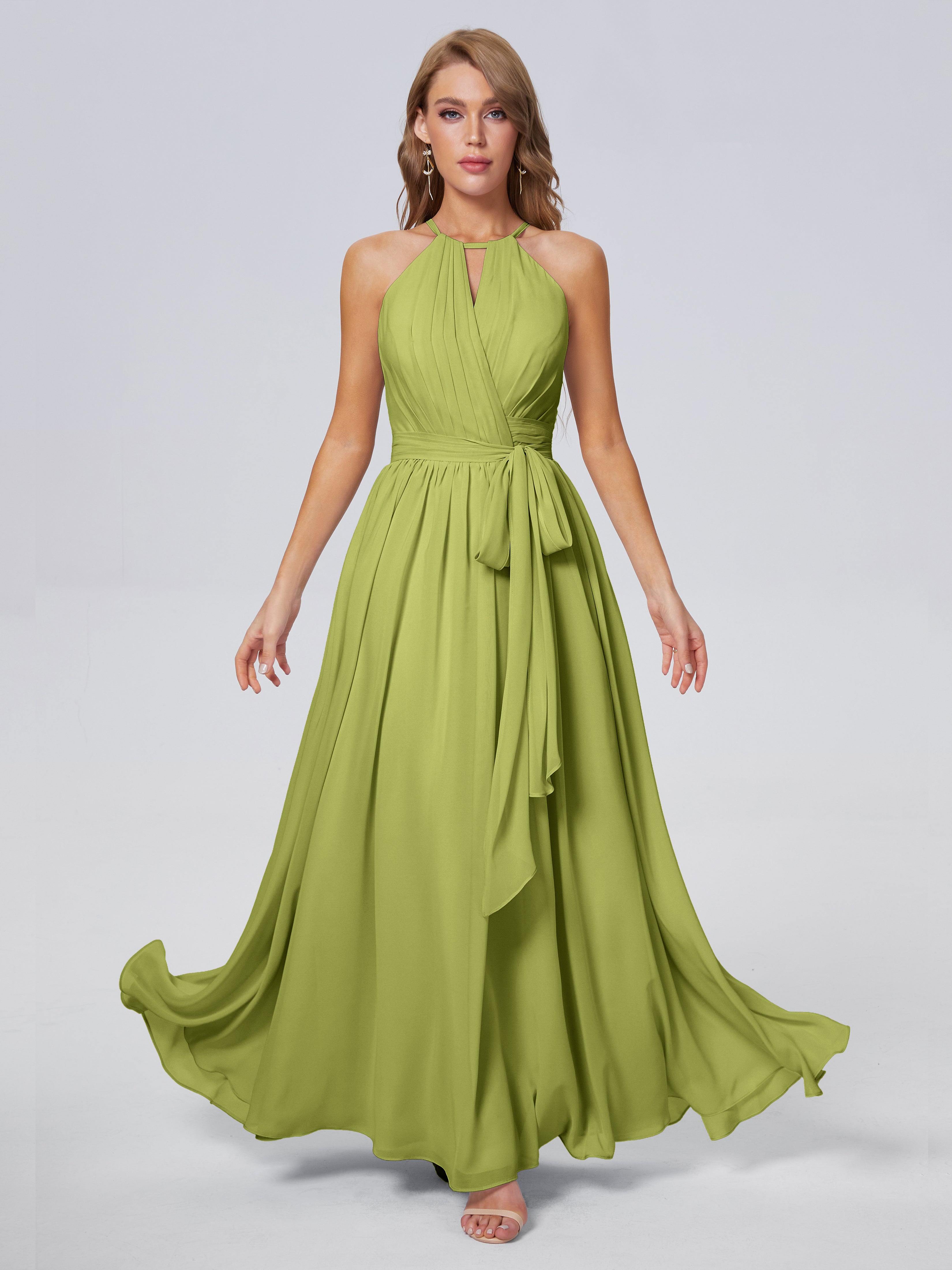 Amy Brilliant Neckholder-Chiffon-Brautjungfernkleider