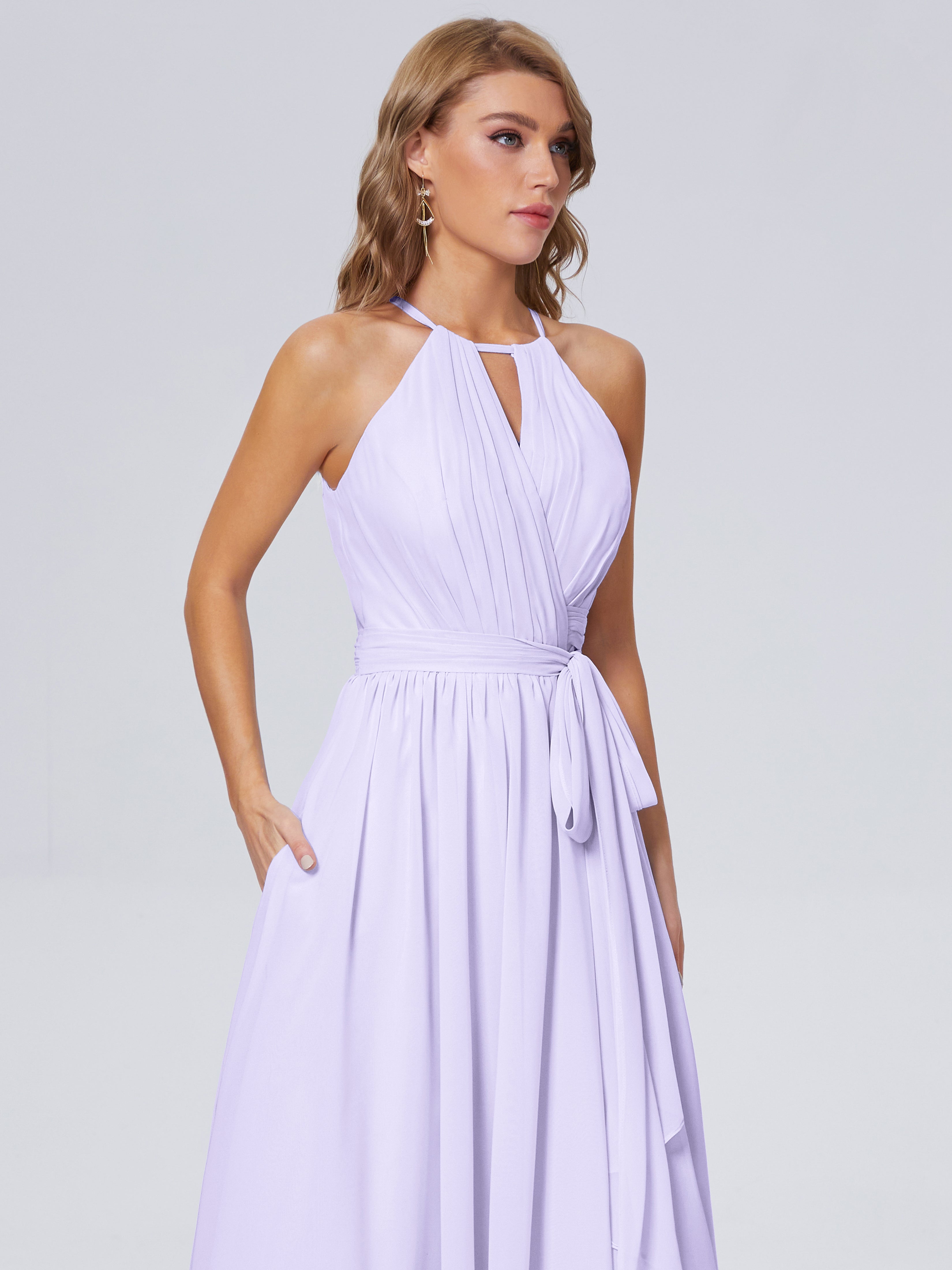 Amy Brilliant Neckholder-Chiffon-Brautjungfernkleider
