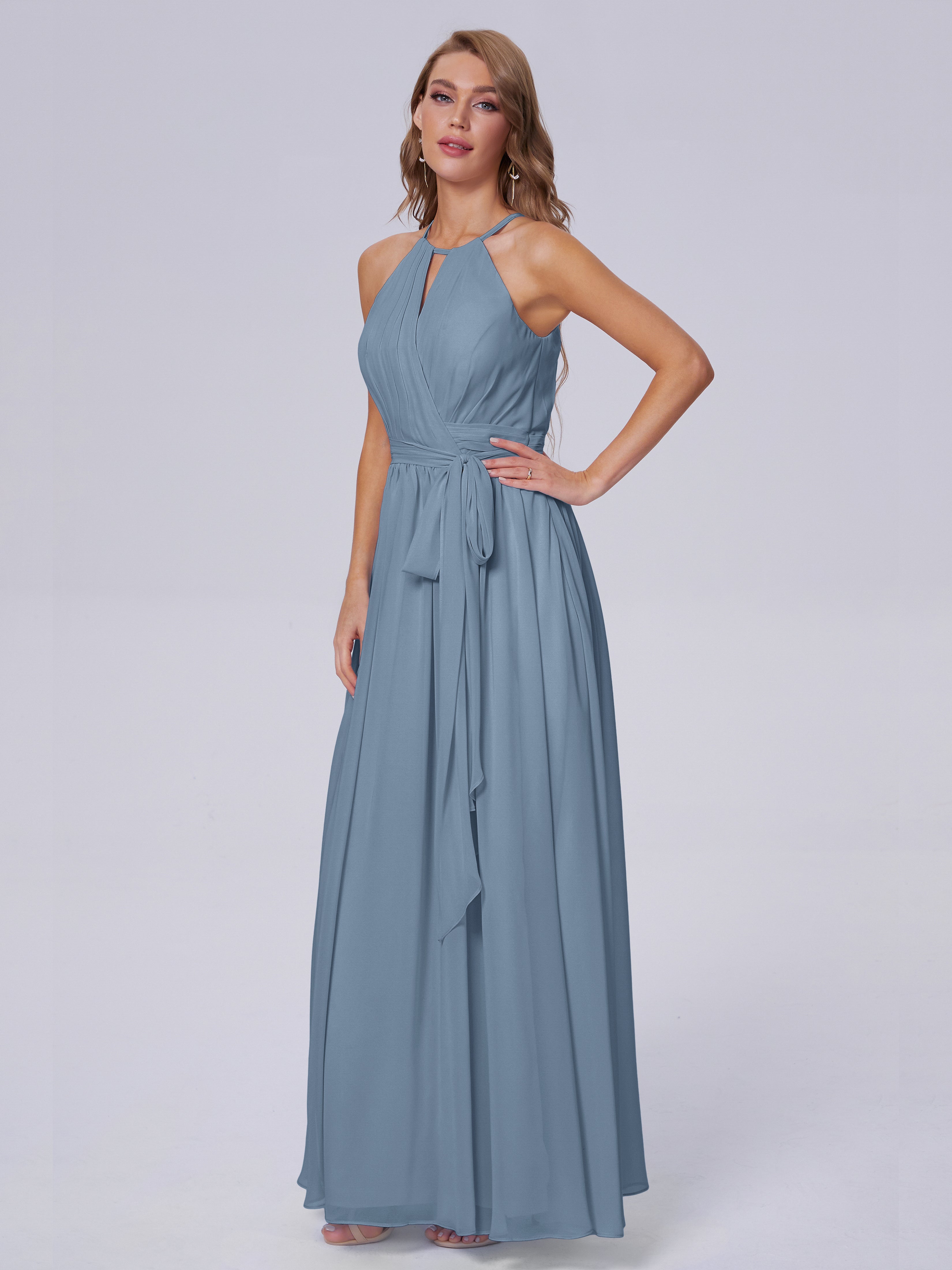 Amy Brilliant Neckholder-Chiffon-Brautjungfernkleider