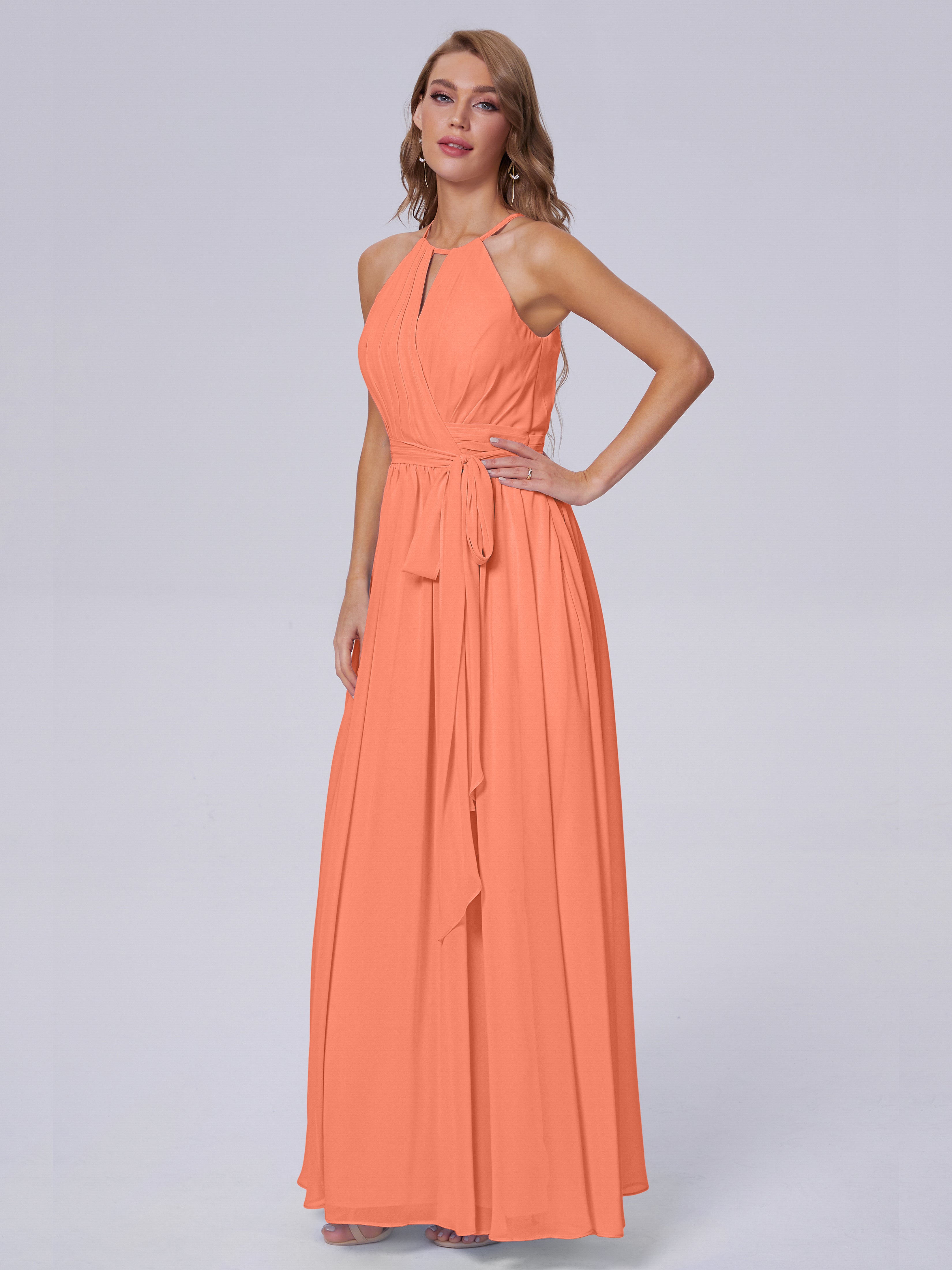 Amy Brilliant Neckholder-Chiffon-Brautjungfernkleider