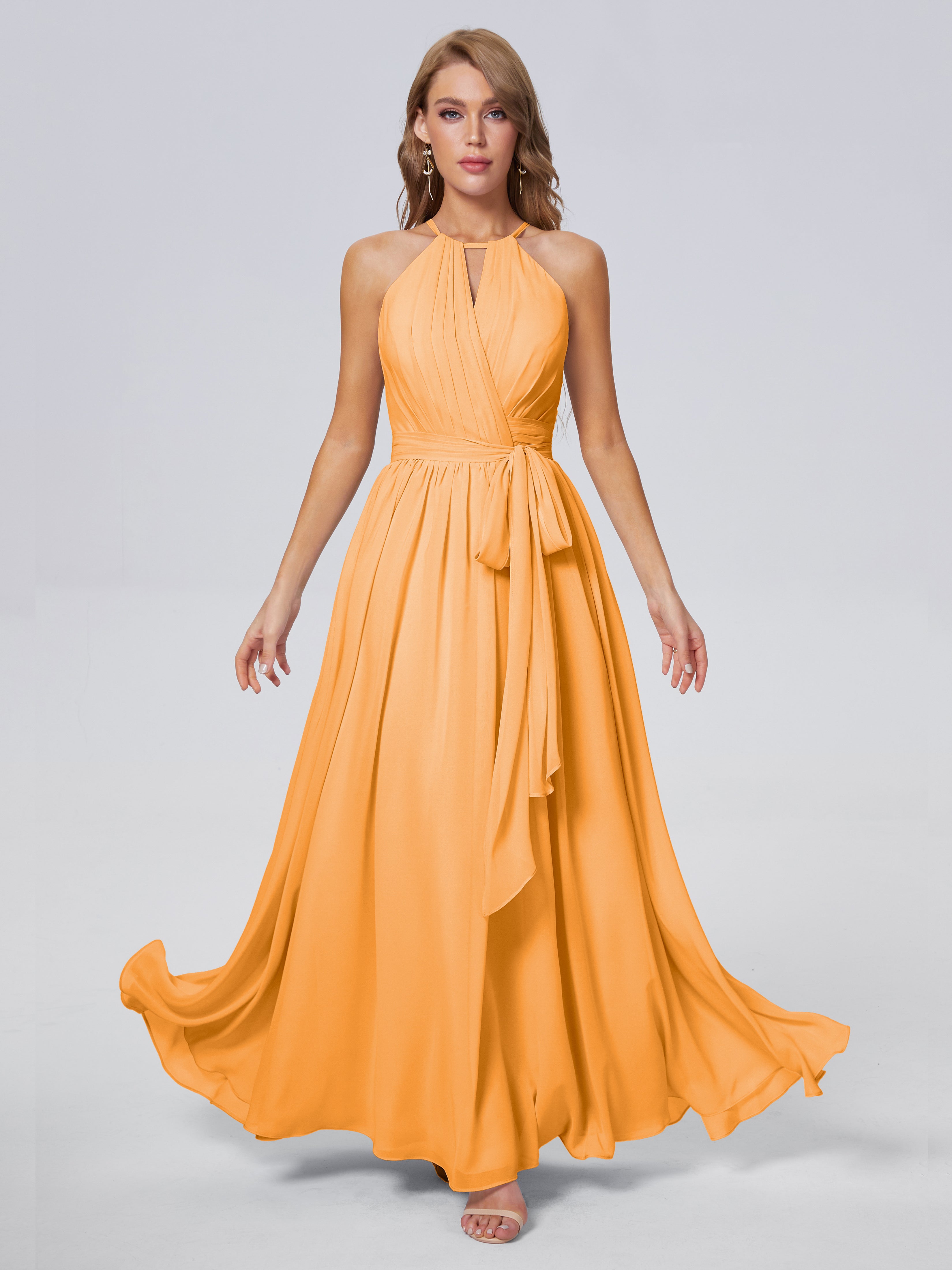 Amy Brilliant Neckholder-Chiffon-Brautjungfernkleider