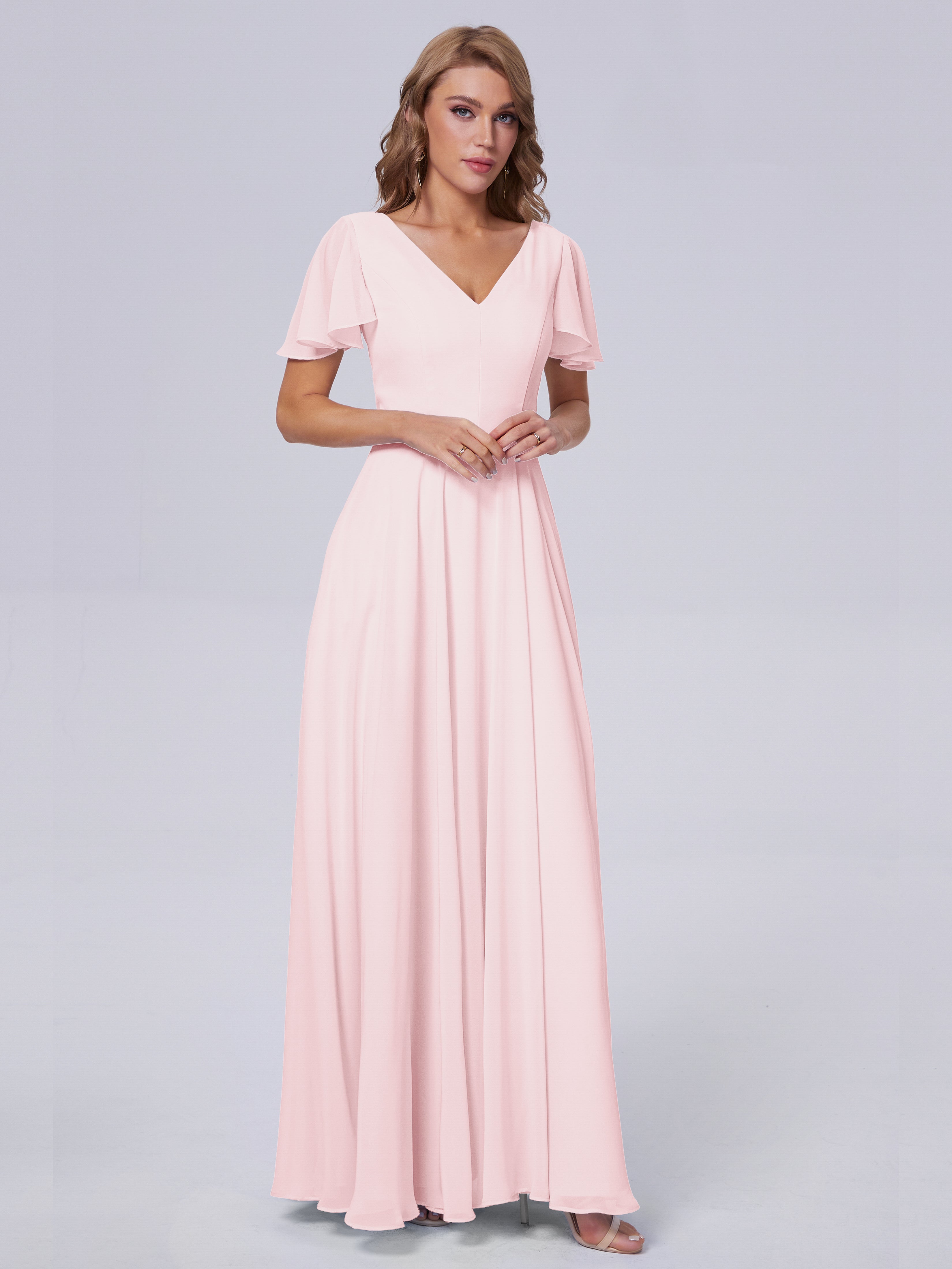 Anastasia Kurze Ärmel Chiffon Brautjungfernkleider