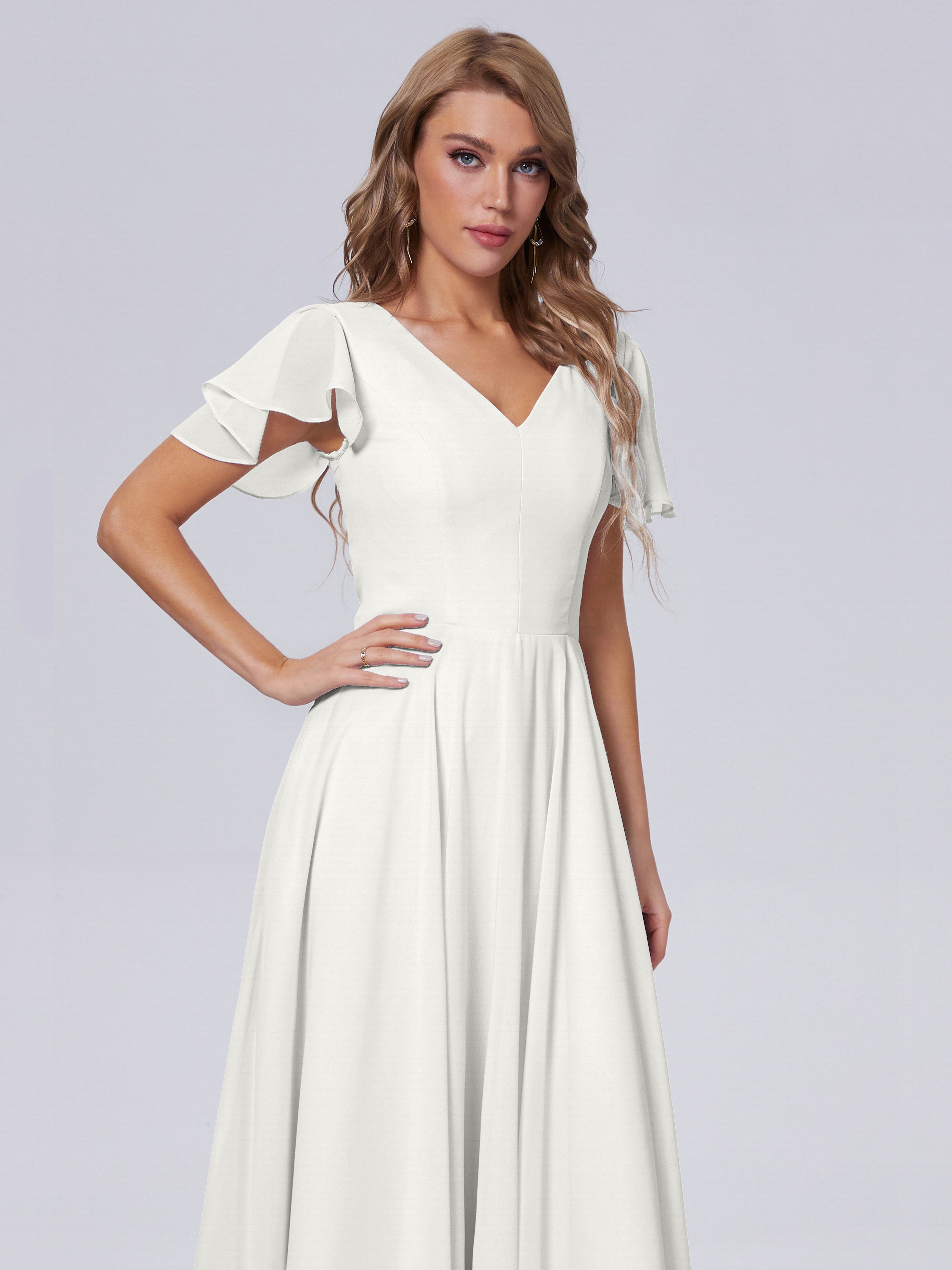 Anastasia Kurze Ärmel Chiffon Brautjungfernkleider