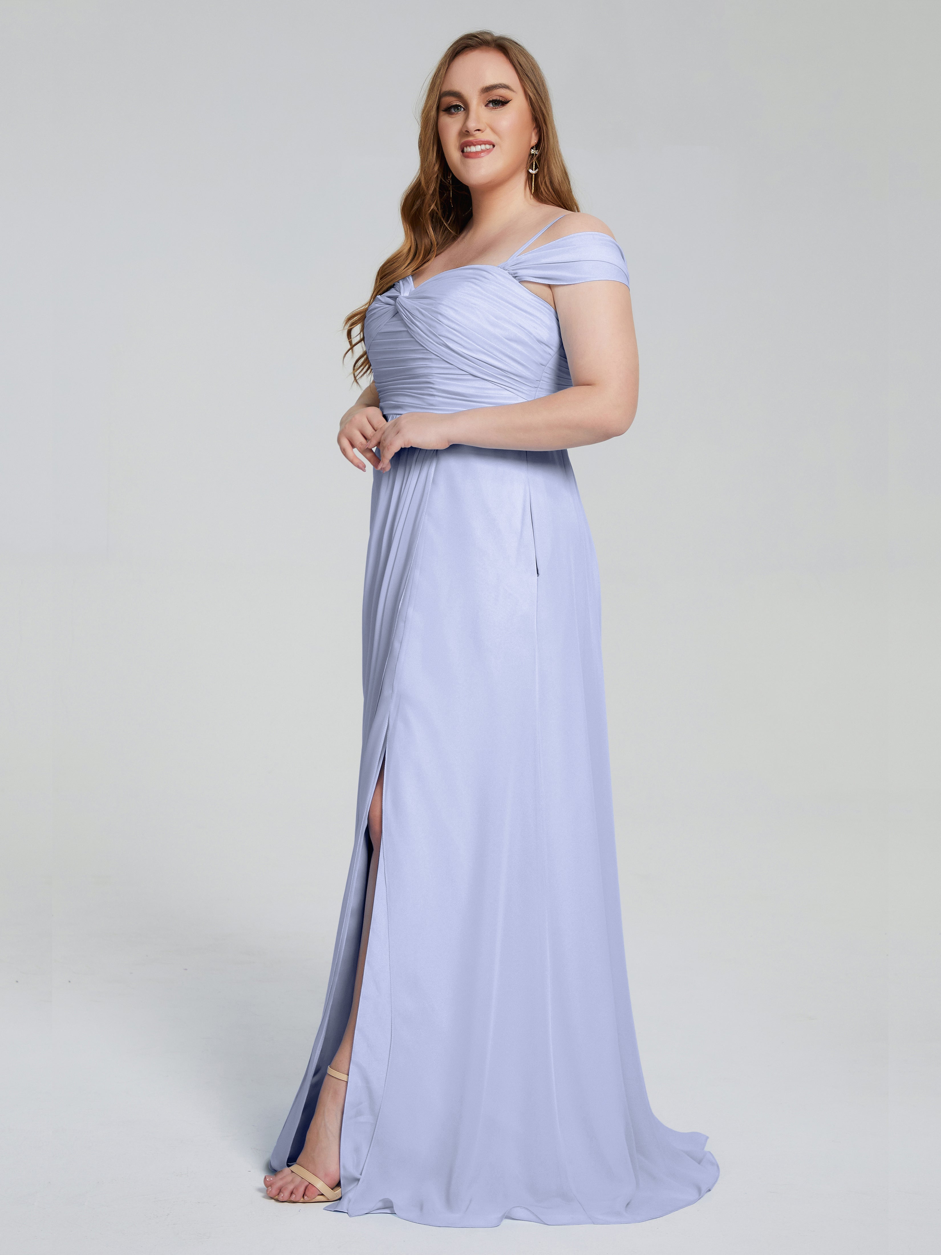 Catherine Hübsche Riemen Brautjungfernkleider in Übergröße mit Schlitz