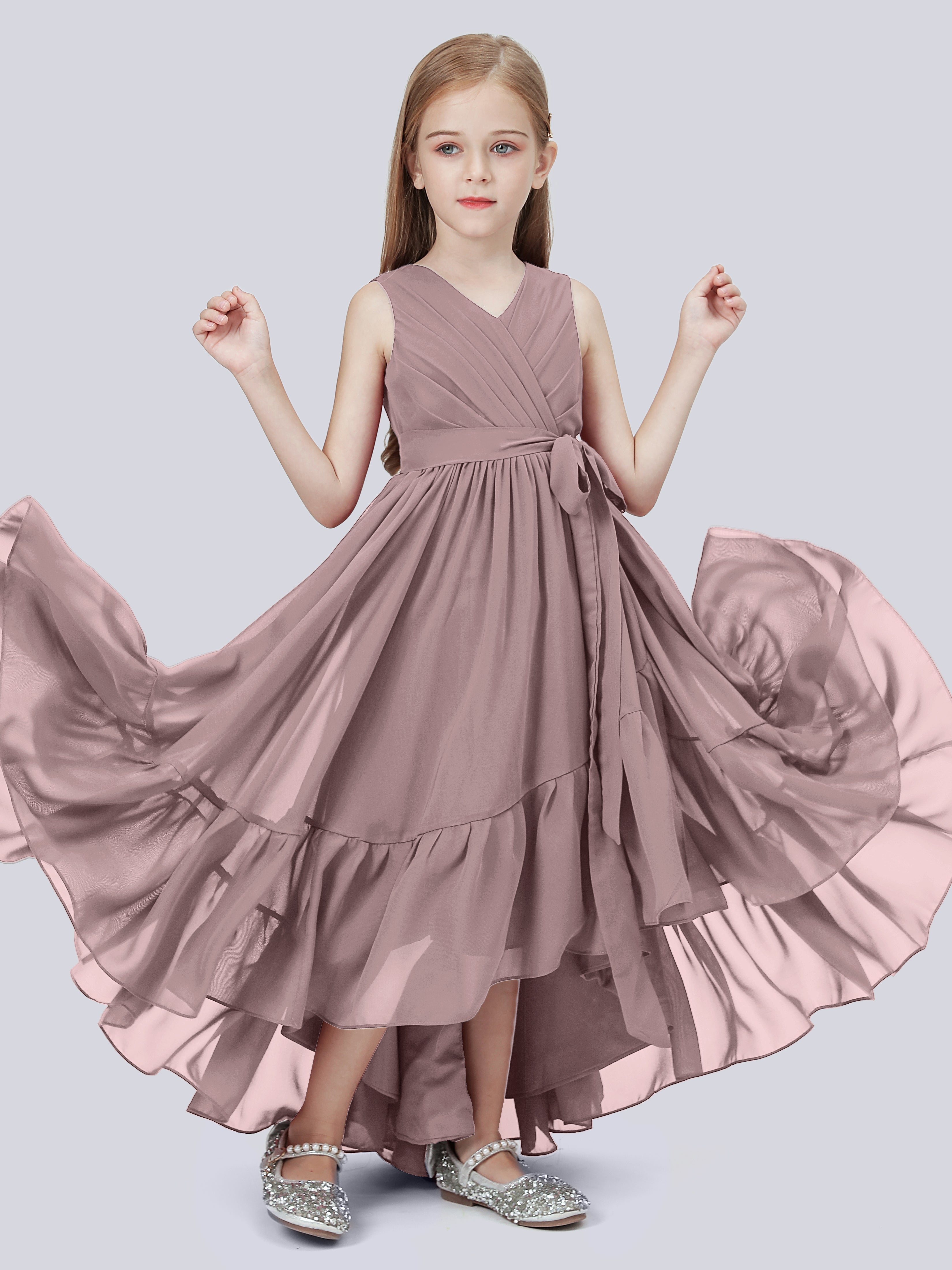 High-Low Chiffon Kleid für Junge Brautjungfern