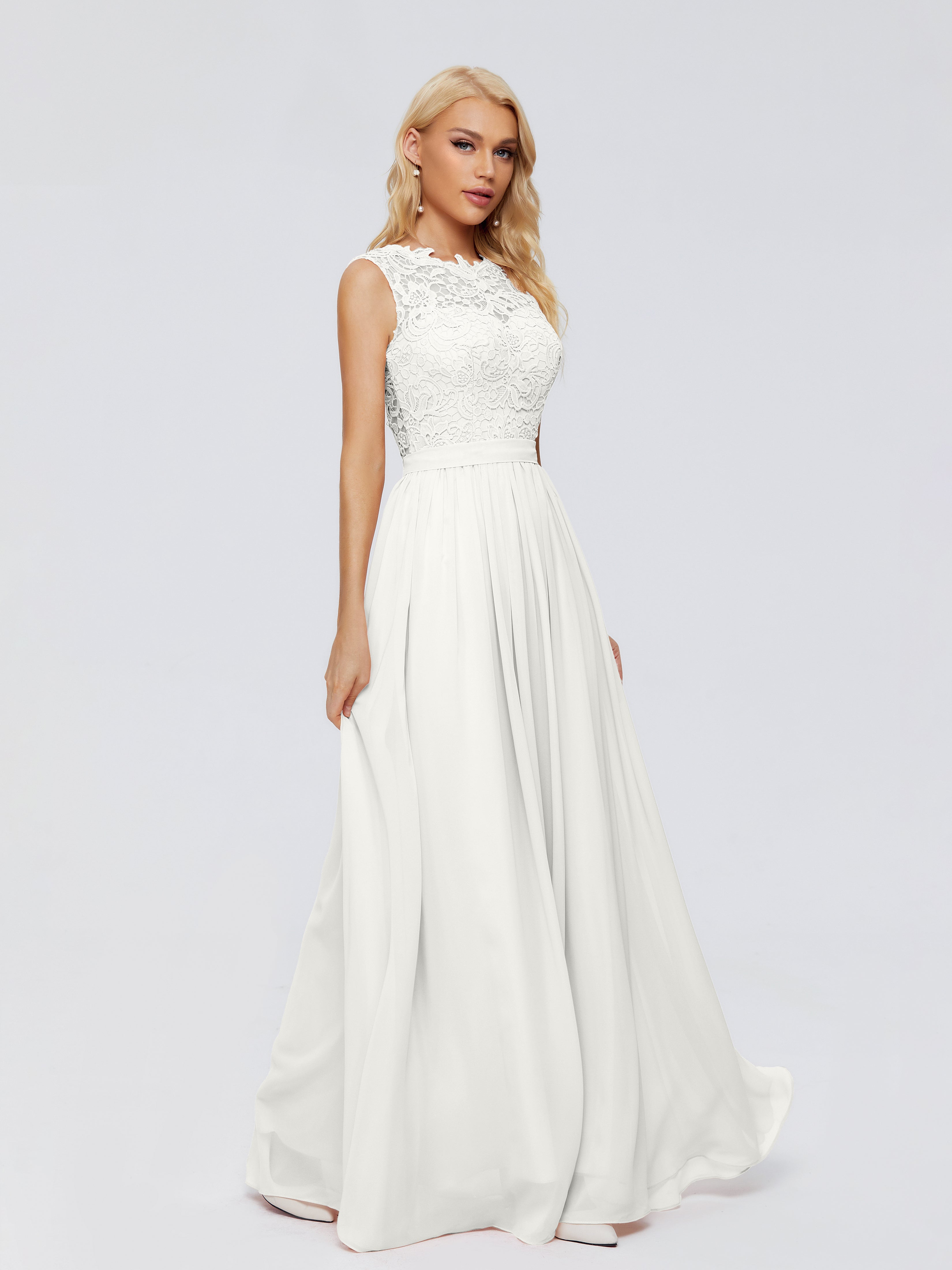 Melody A-Linie Bateau Chiffon Brautjungfernkleider