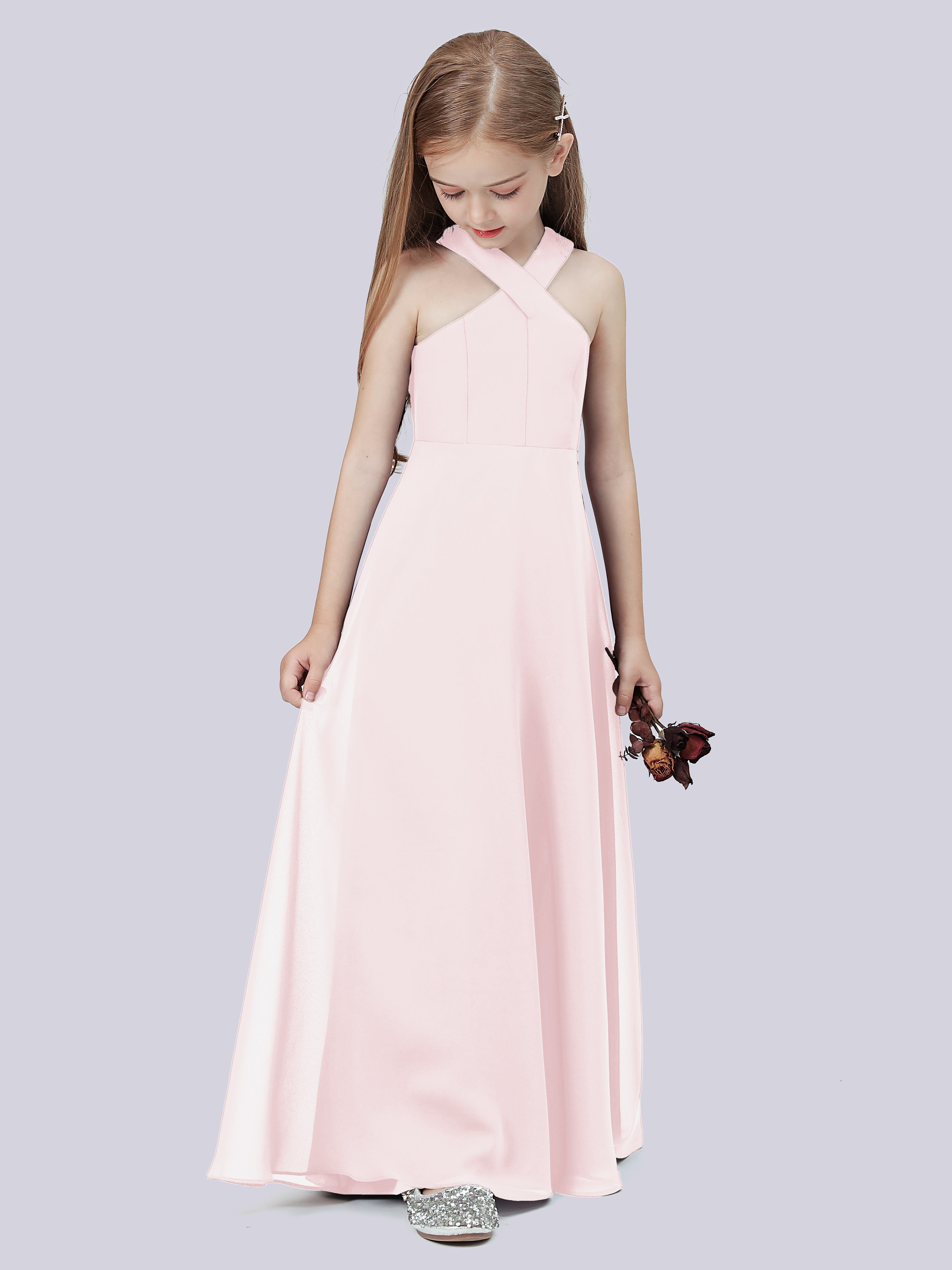Überkreuztes Chiffon Kleid für Junge Brautjungfern