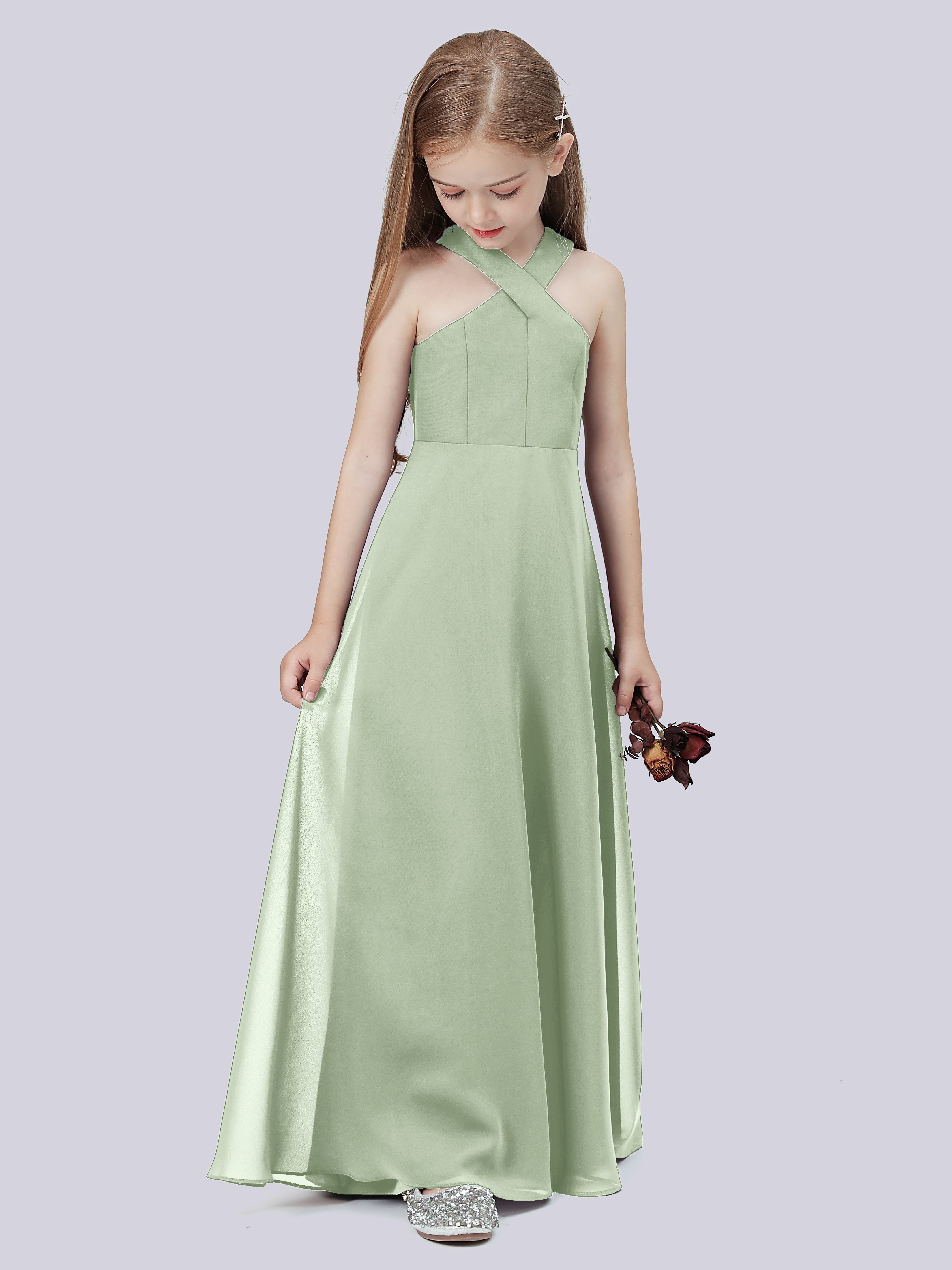 Überkreuztes Chiffon Kleid für Junge Brautjungfern