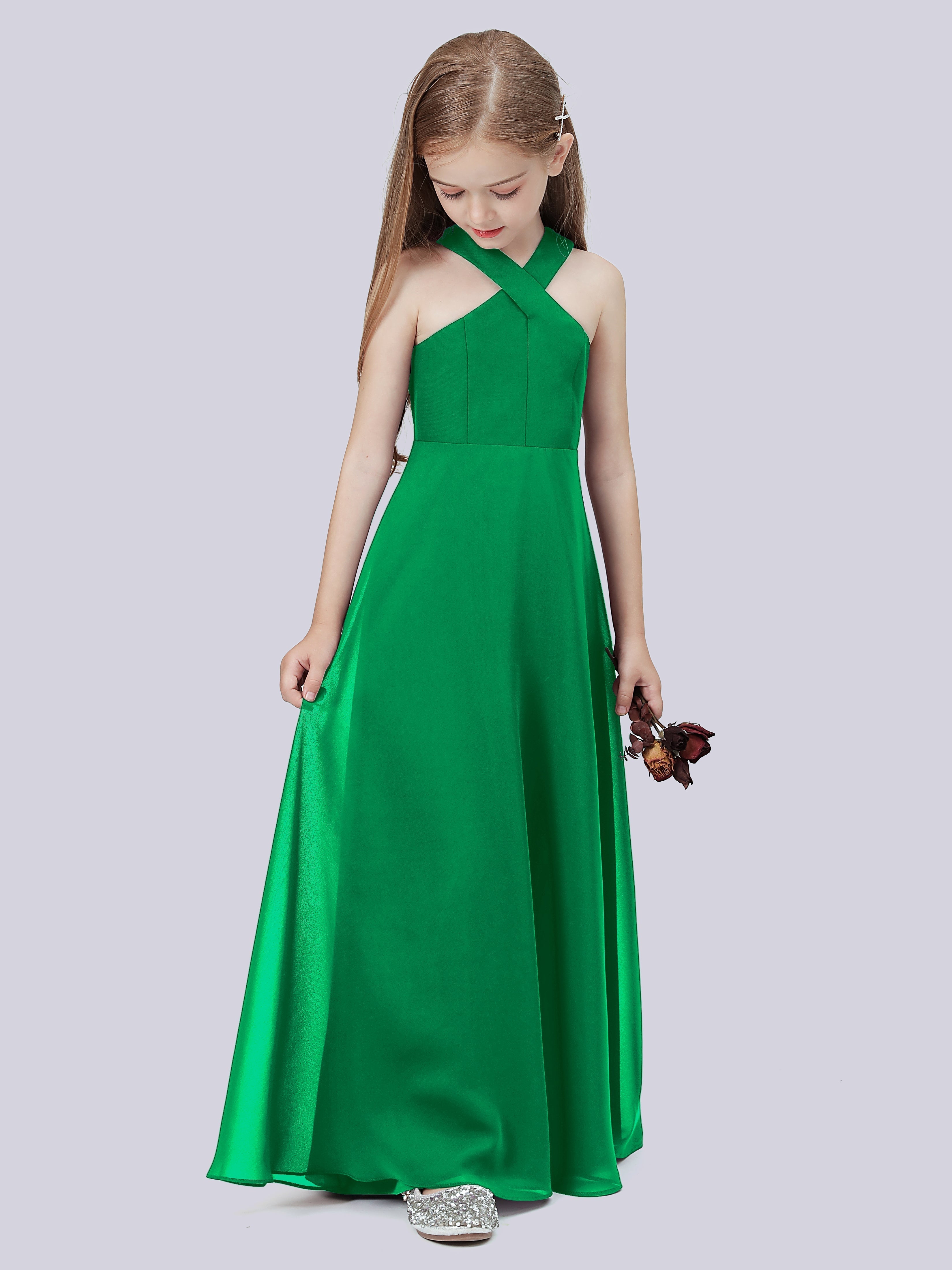 Überkreuztes Chiffon Kleid für Junge Brautjungfern