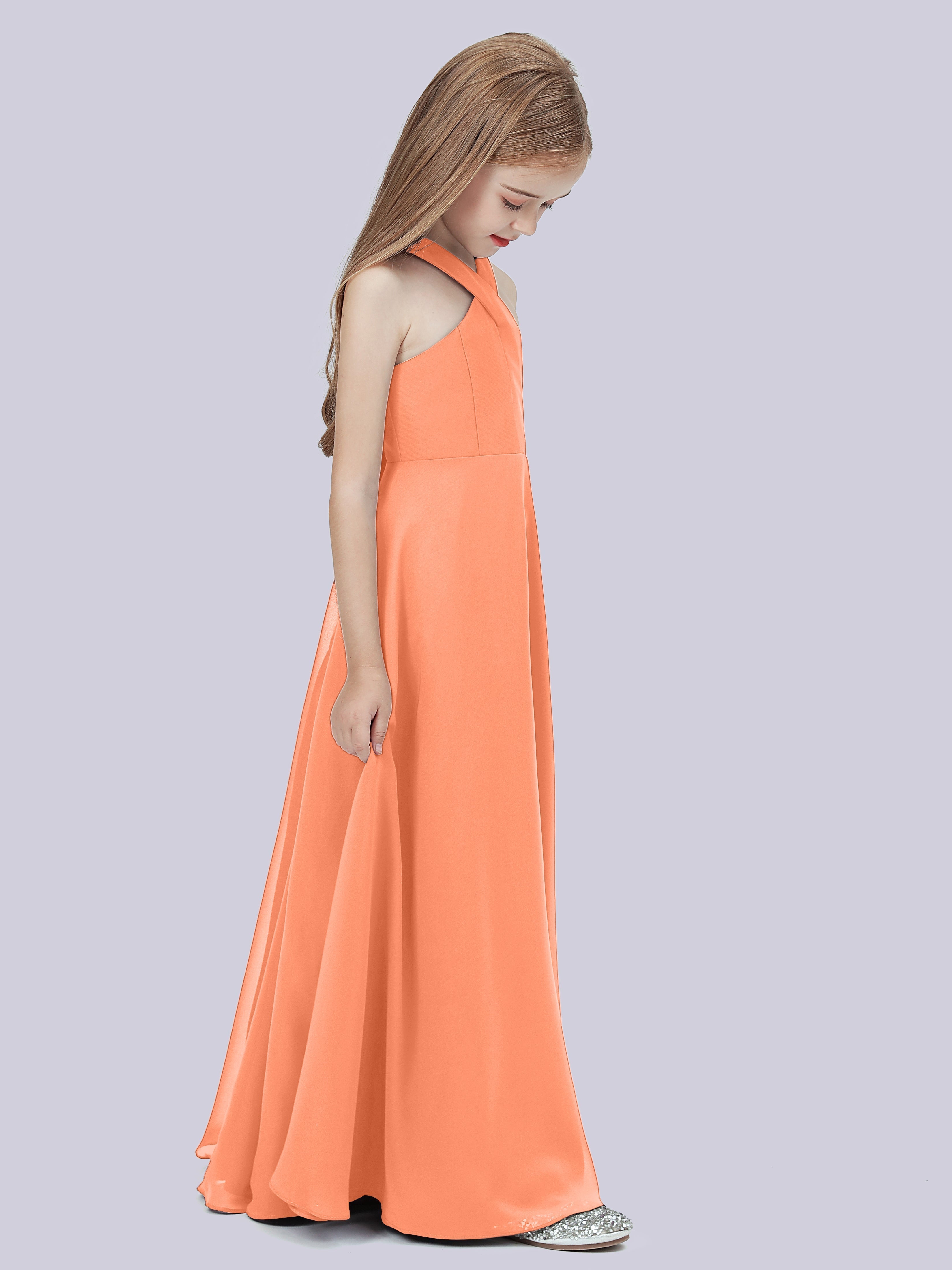 Überkreuztes Chiffon Kleid für Junge Brautjungfern