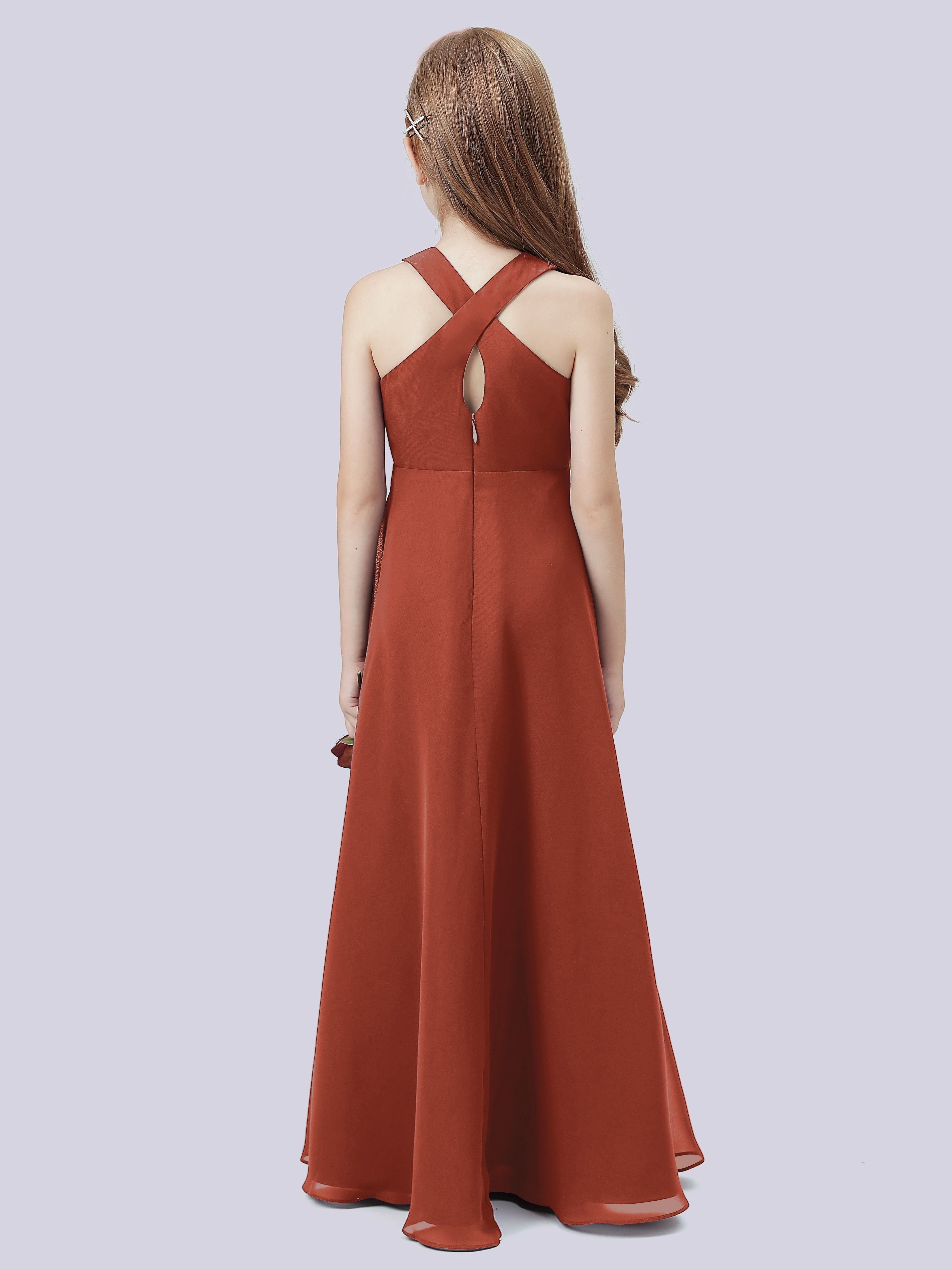 Überkreuztes Chiffon Kleid für Junge Brautjungfern