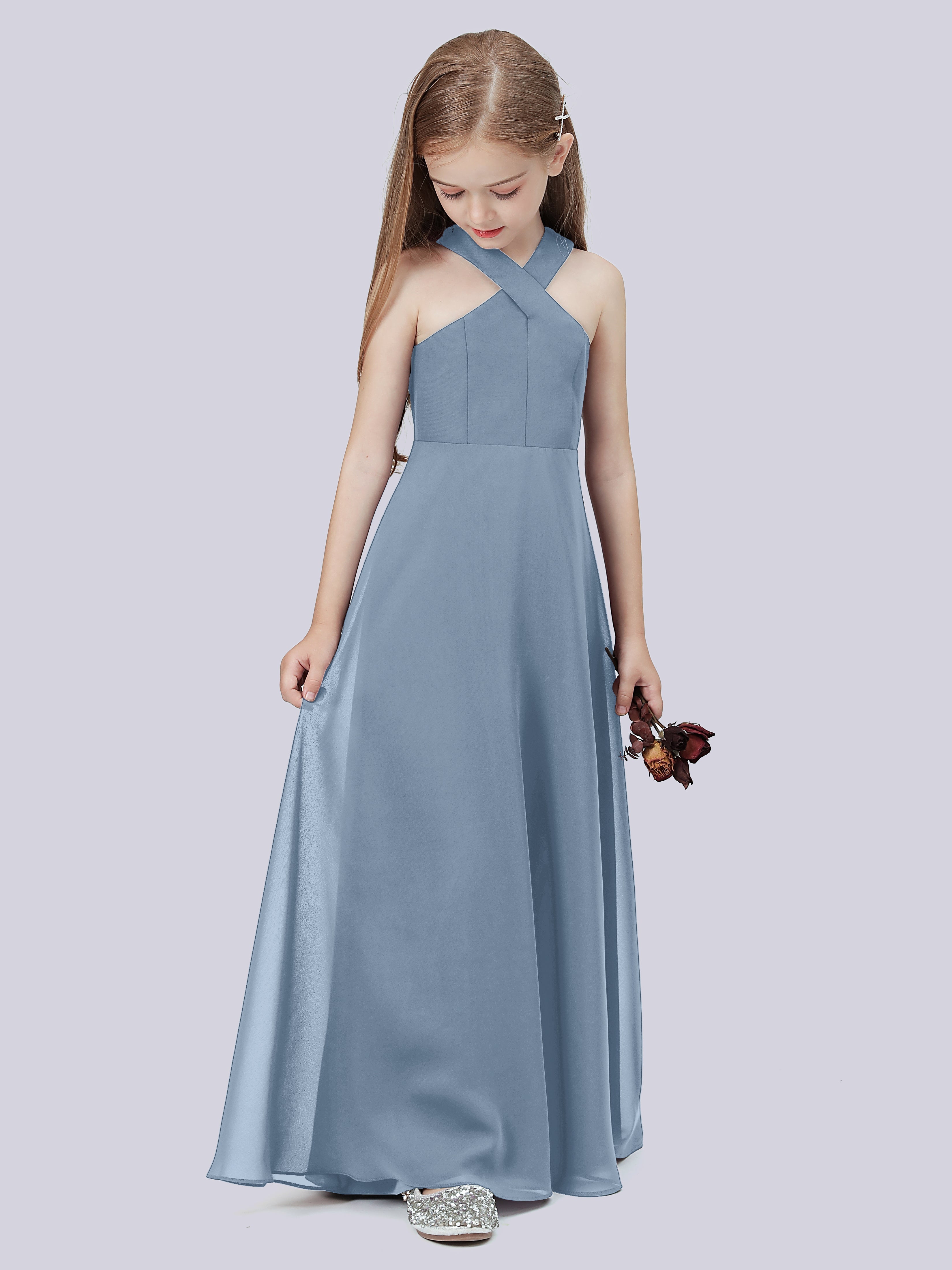 Überkreuztes Chiffon Kleid für Junge Brautjungfern