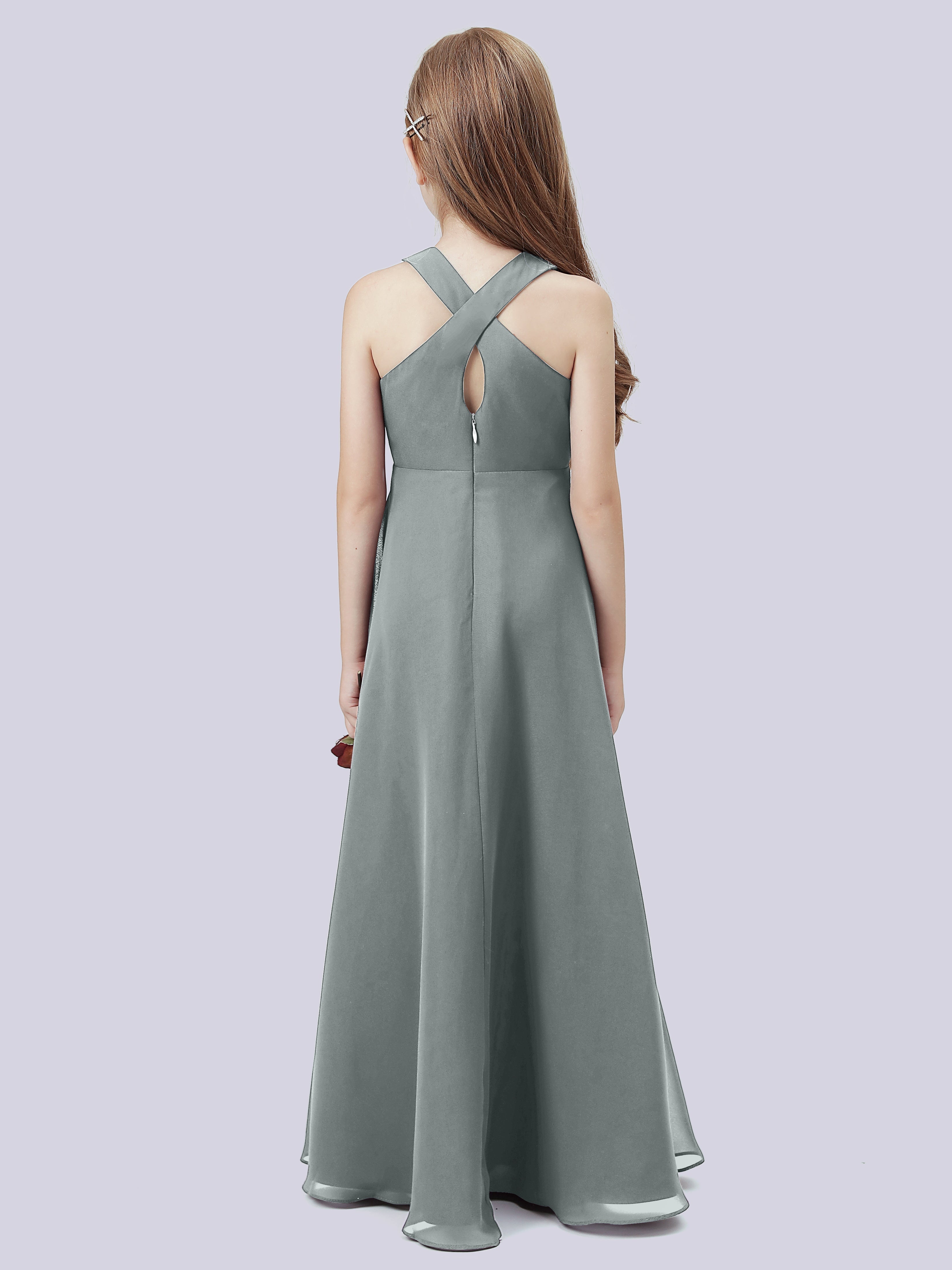 Überkreuztes Chiffon Kleid für Junge Brautjungfern