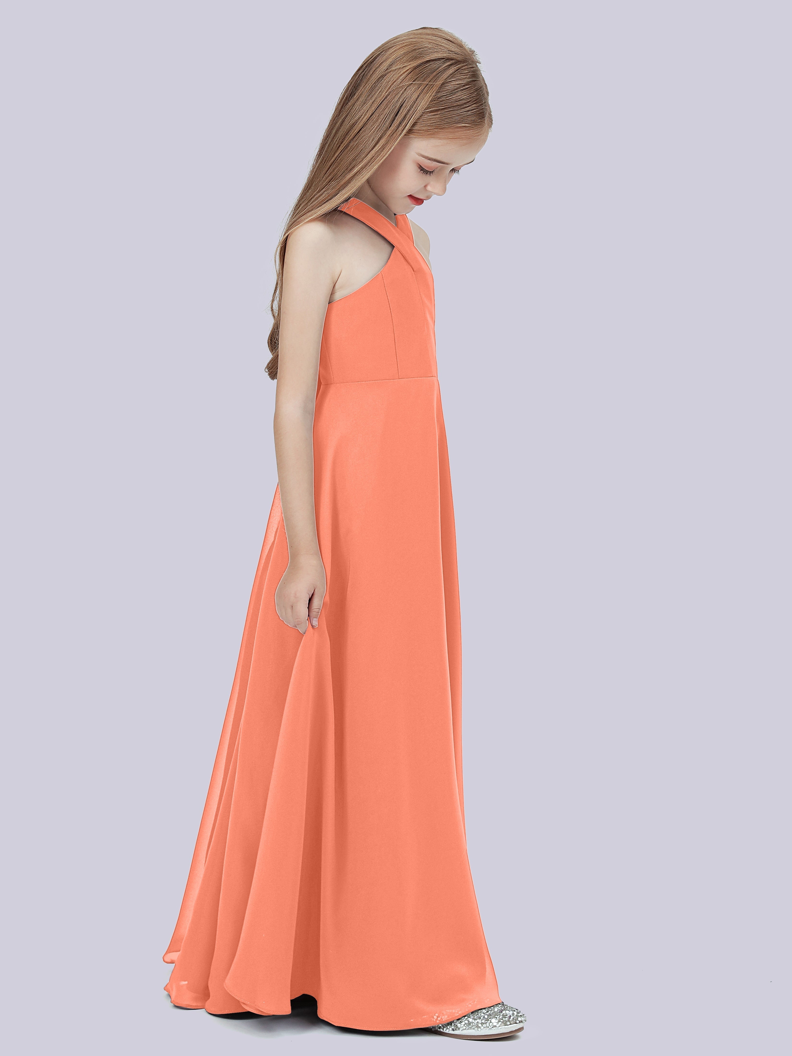 Überkreuztes Chiffon Kleid für Junge Brautjungfern