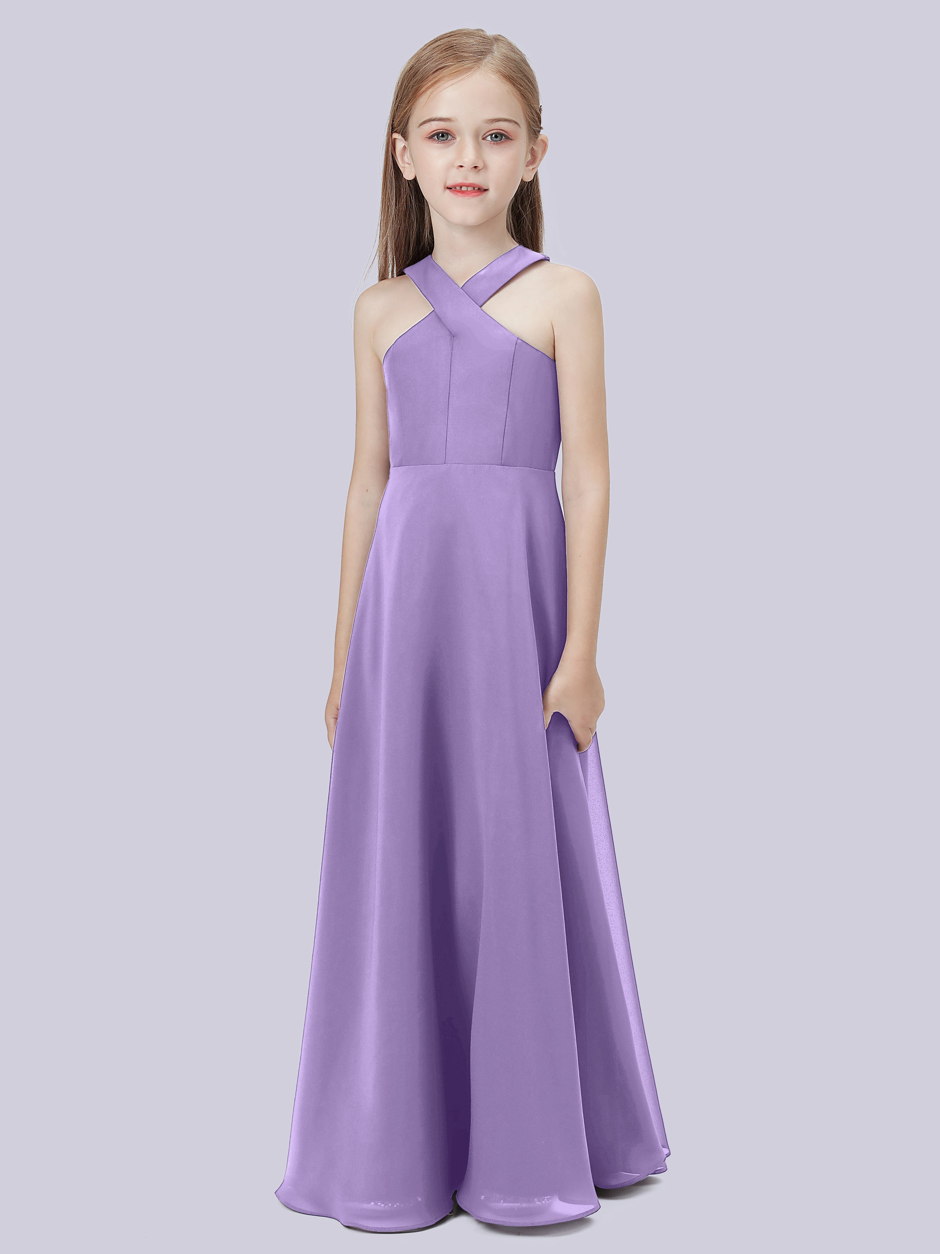 Überkreuztes Chiffon Kleid für Junge Brautjungfern