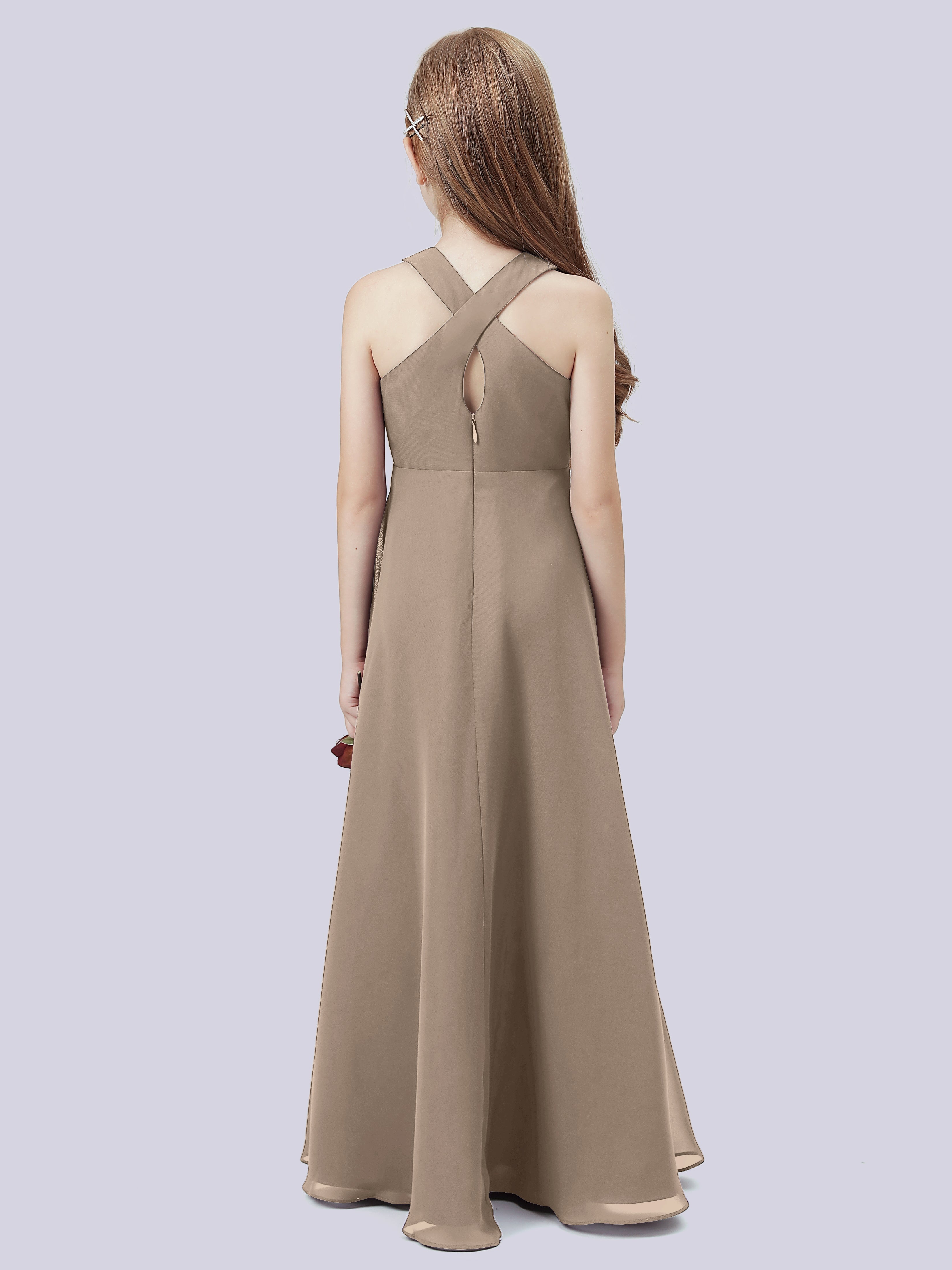 Überkreuztes Chiffon Kleid für Junge Brautjungfern