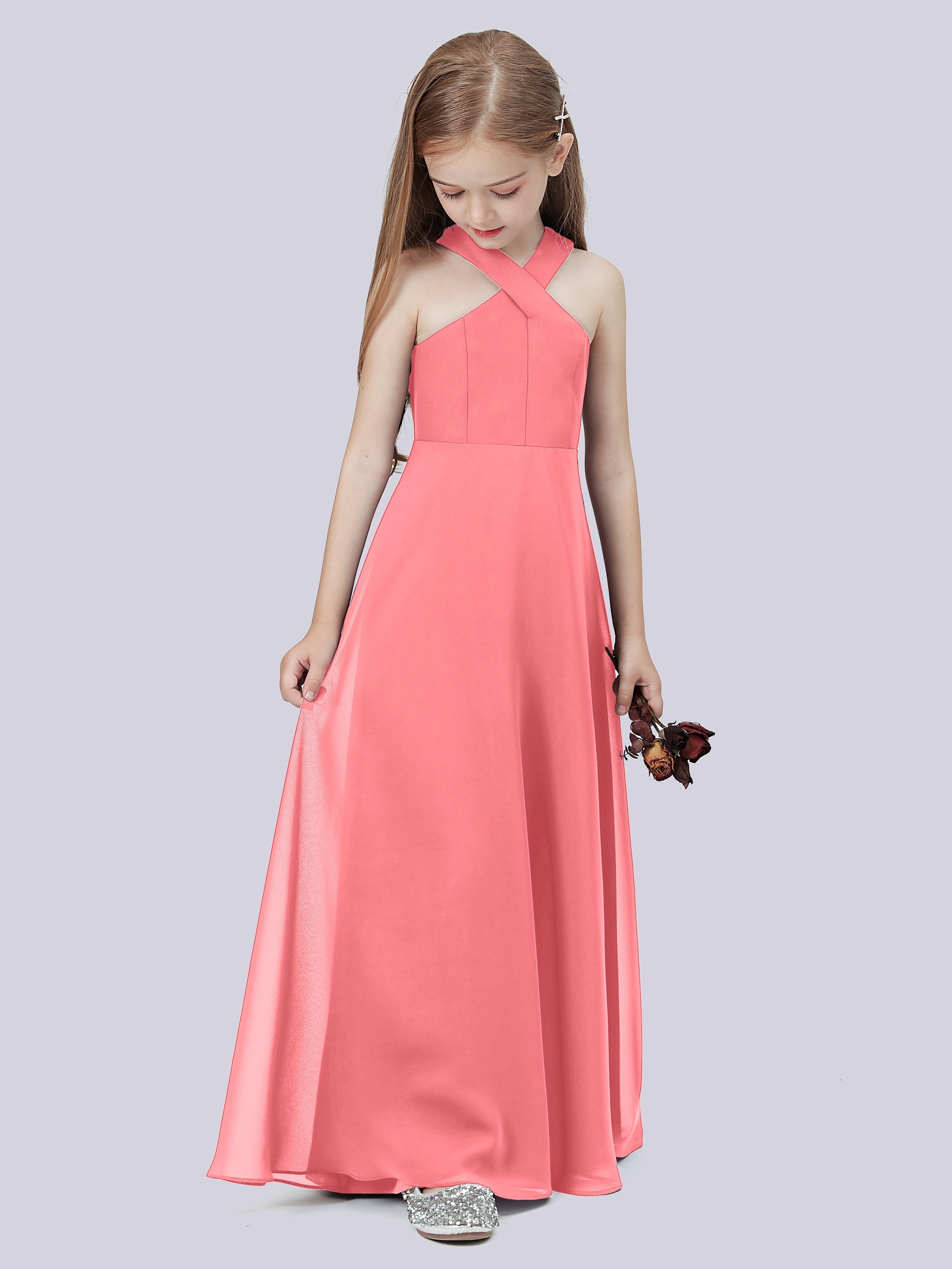 Überkreuztes Chiffon Kleid für Junge Brautjungfern