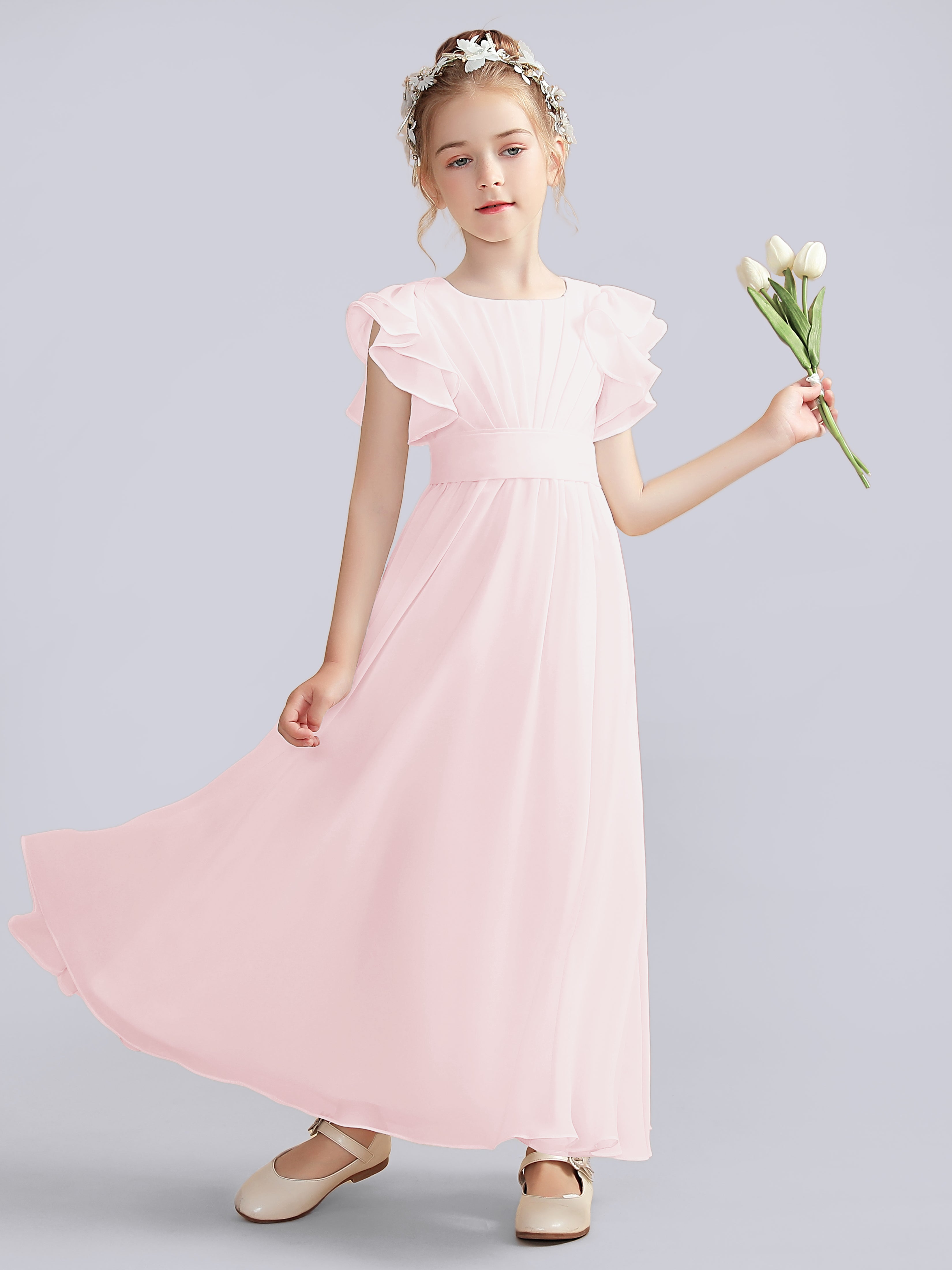 Flutter Crinkle Chiffon Kleid für Junge Brautjungfern