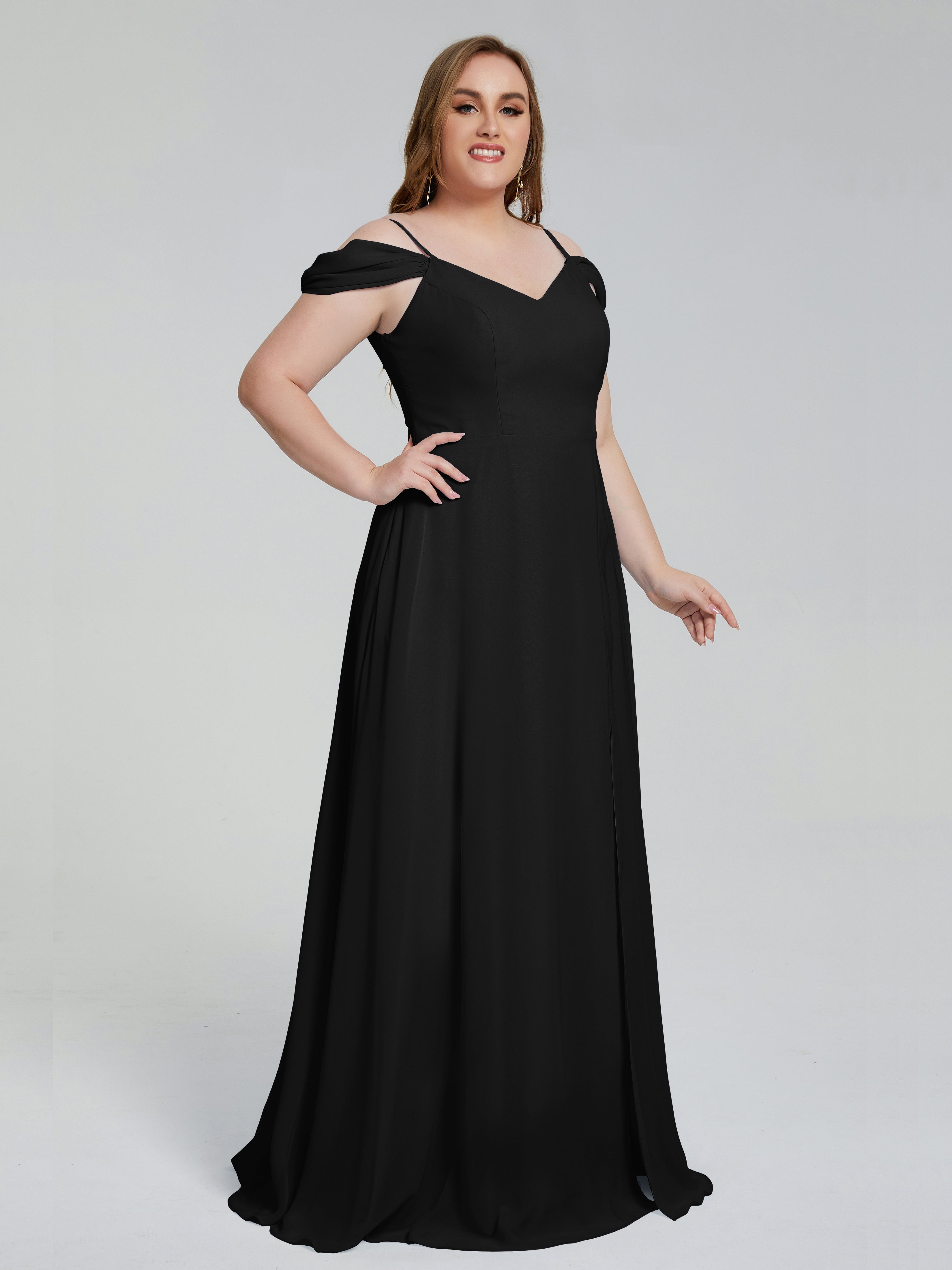 Gracie Brautjungfernkleider in Übergröße mit abnehmbaren Trägern