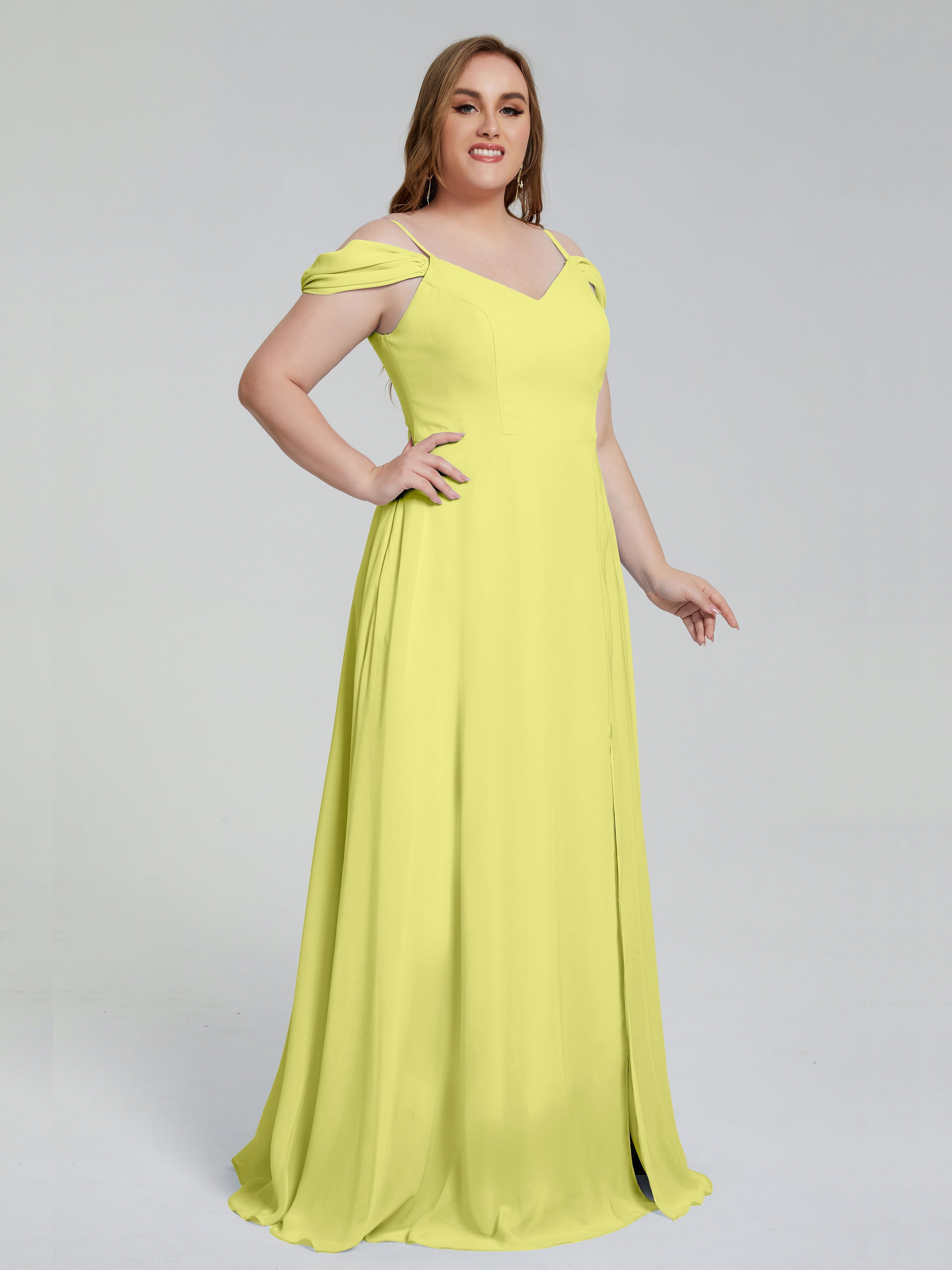 Gracie Brautjungfernkleider in Übergröße mit abnehmbaren Trägern