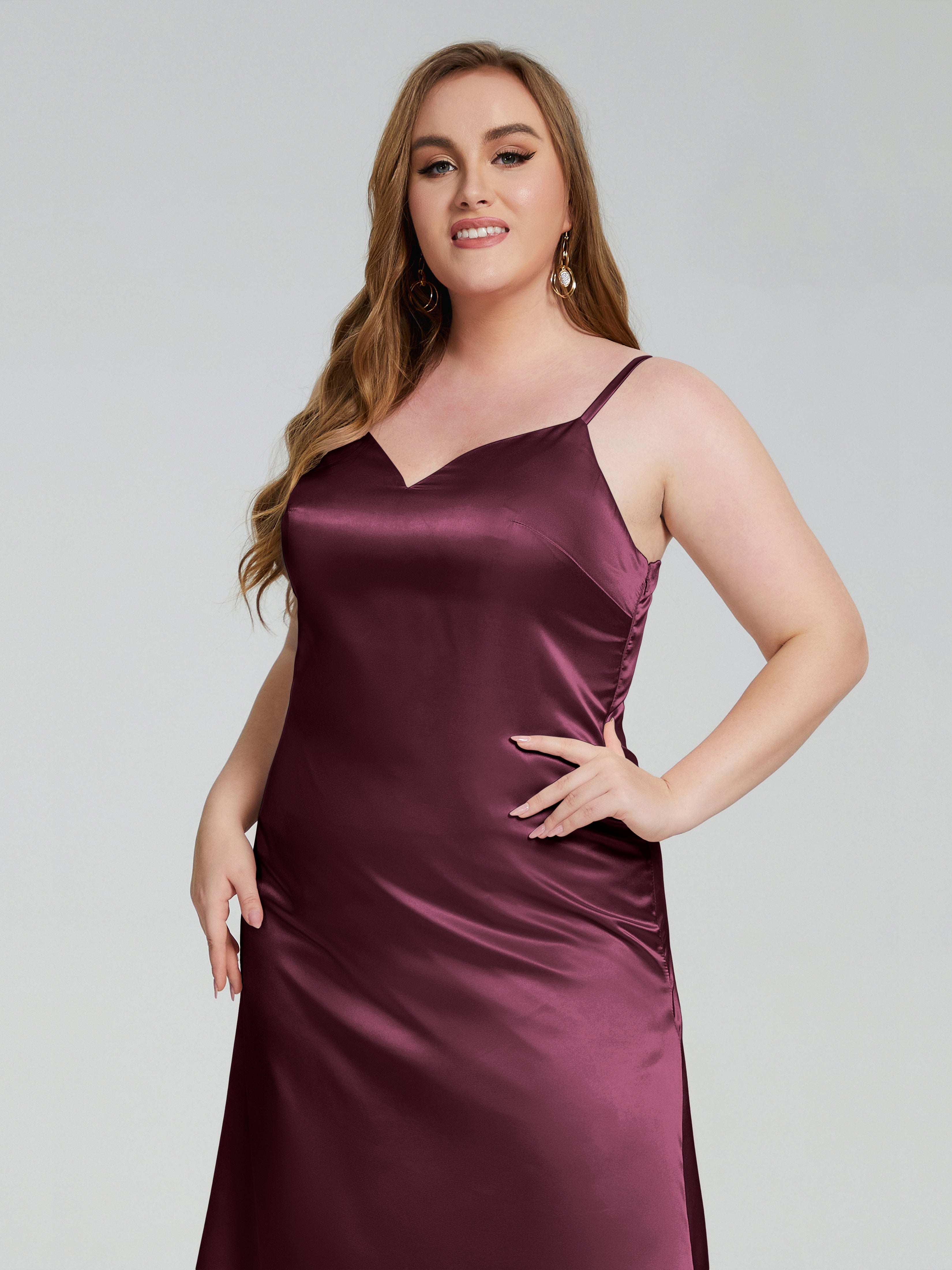 Harley Spaghettiträger Weichem Satin Brautjungfernkleider in Übergröße