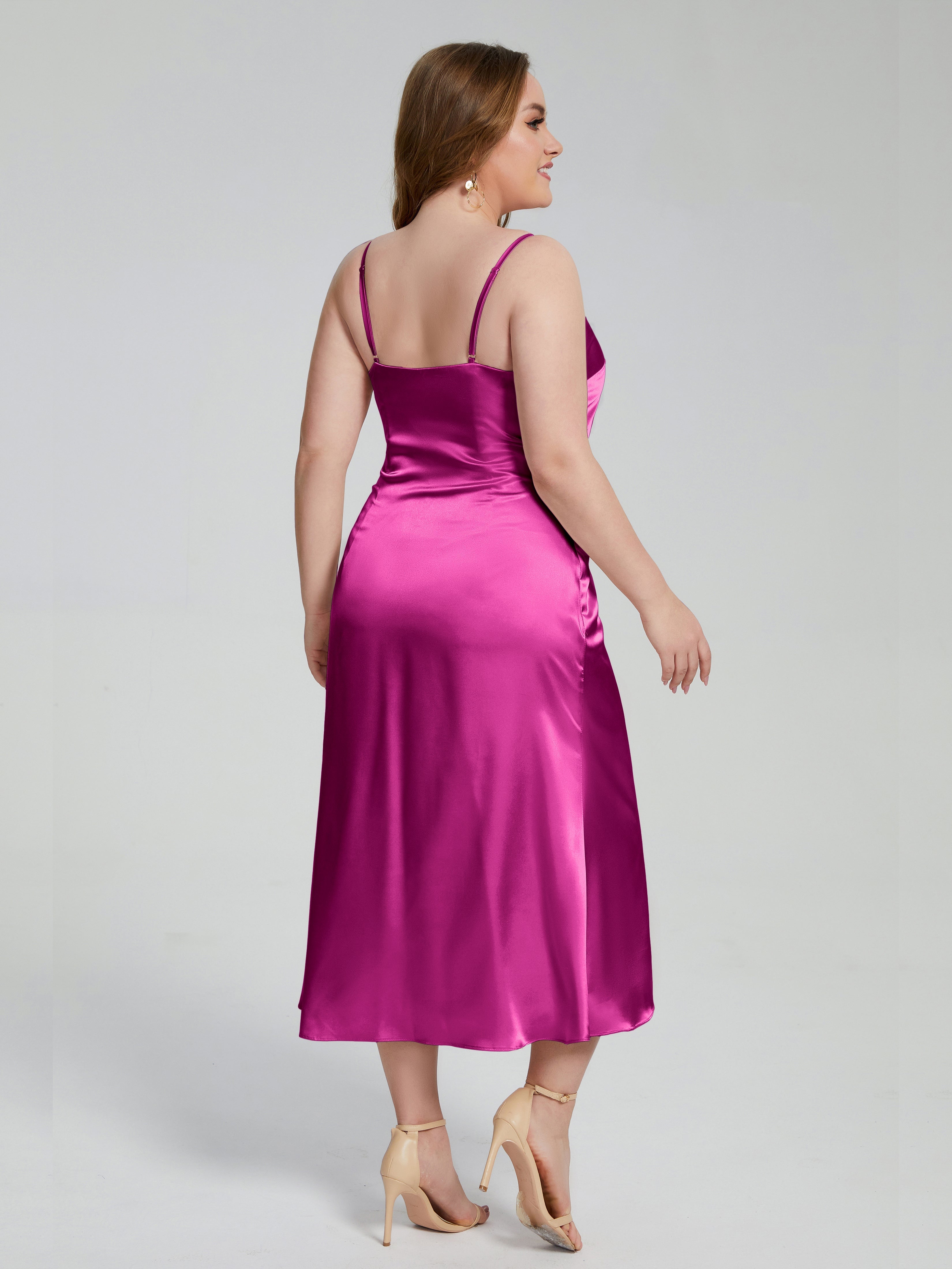 Harley Spaghettiträger Weichem Satin Brautjungfernkleider in Übergröße