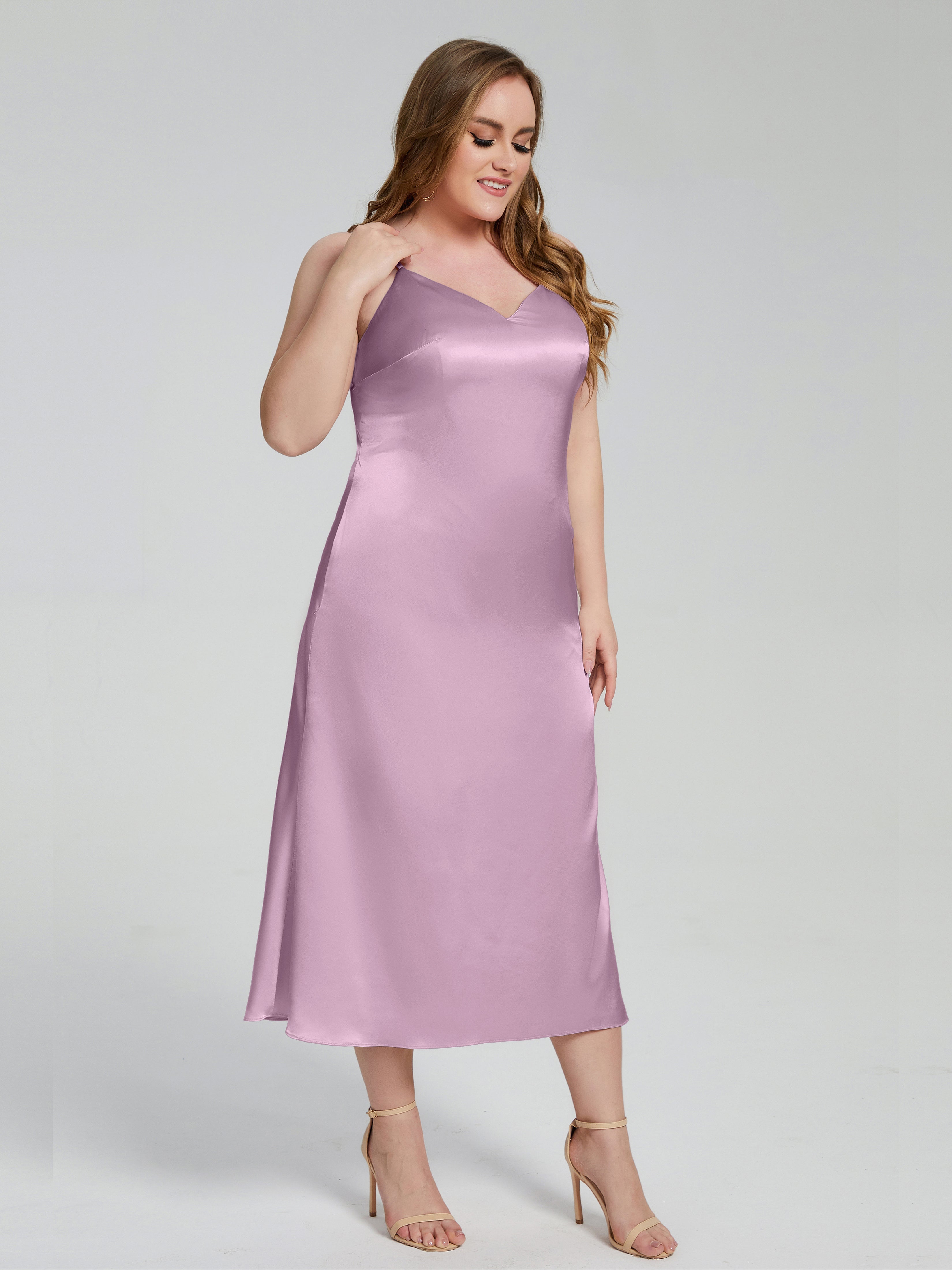 Harley Spaghettiträger Weichem Satin Brautjungfernkleider in Übergröße