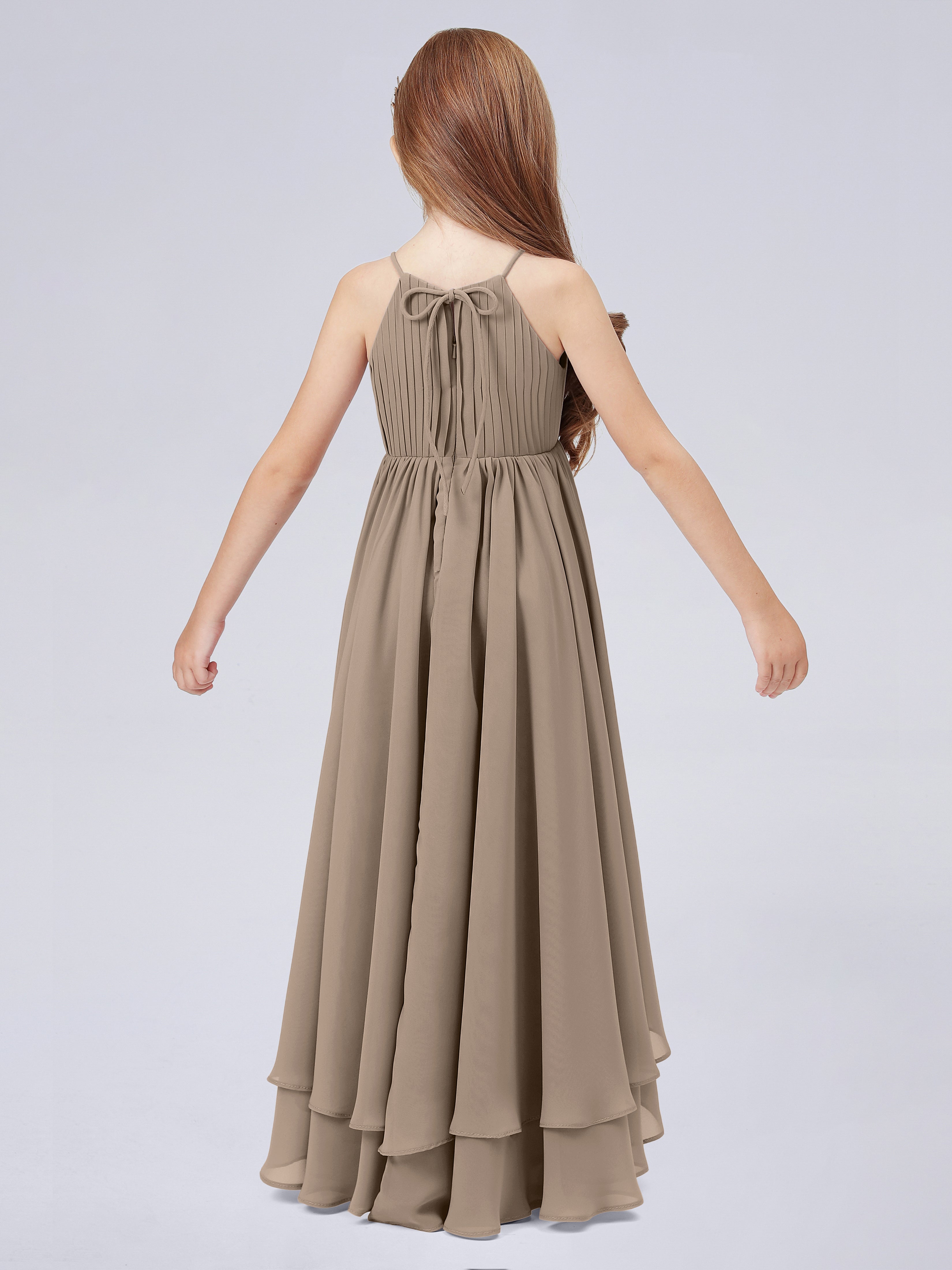 Cascade Kleid für Junge Brautjungfern mit Stehkragen