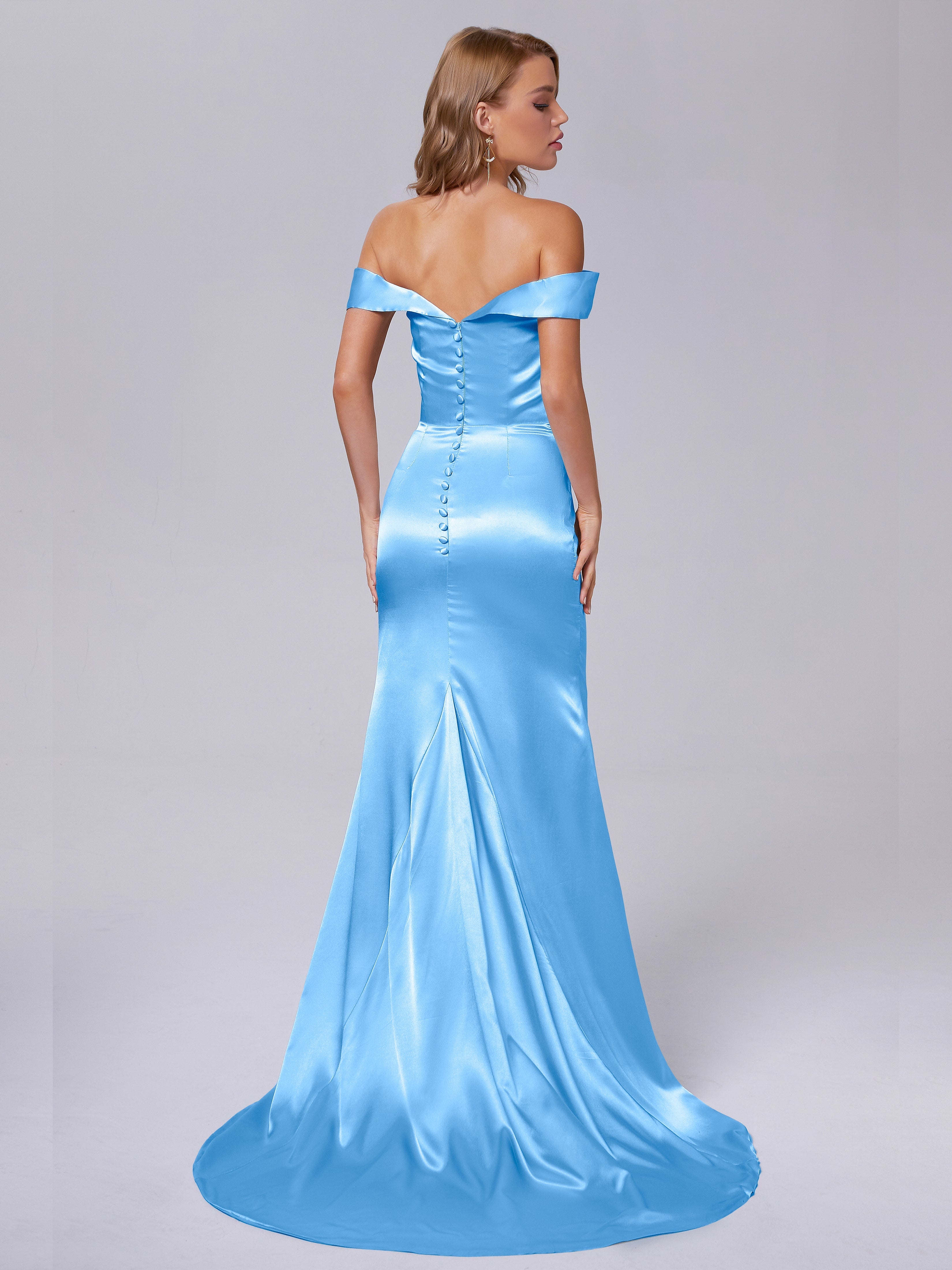 Juliette Weichem Satin Schulterfreie Brautjungfernkleide im Meerjungfrau-Stil