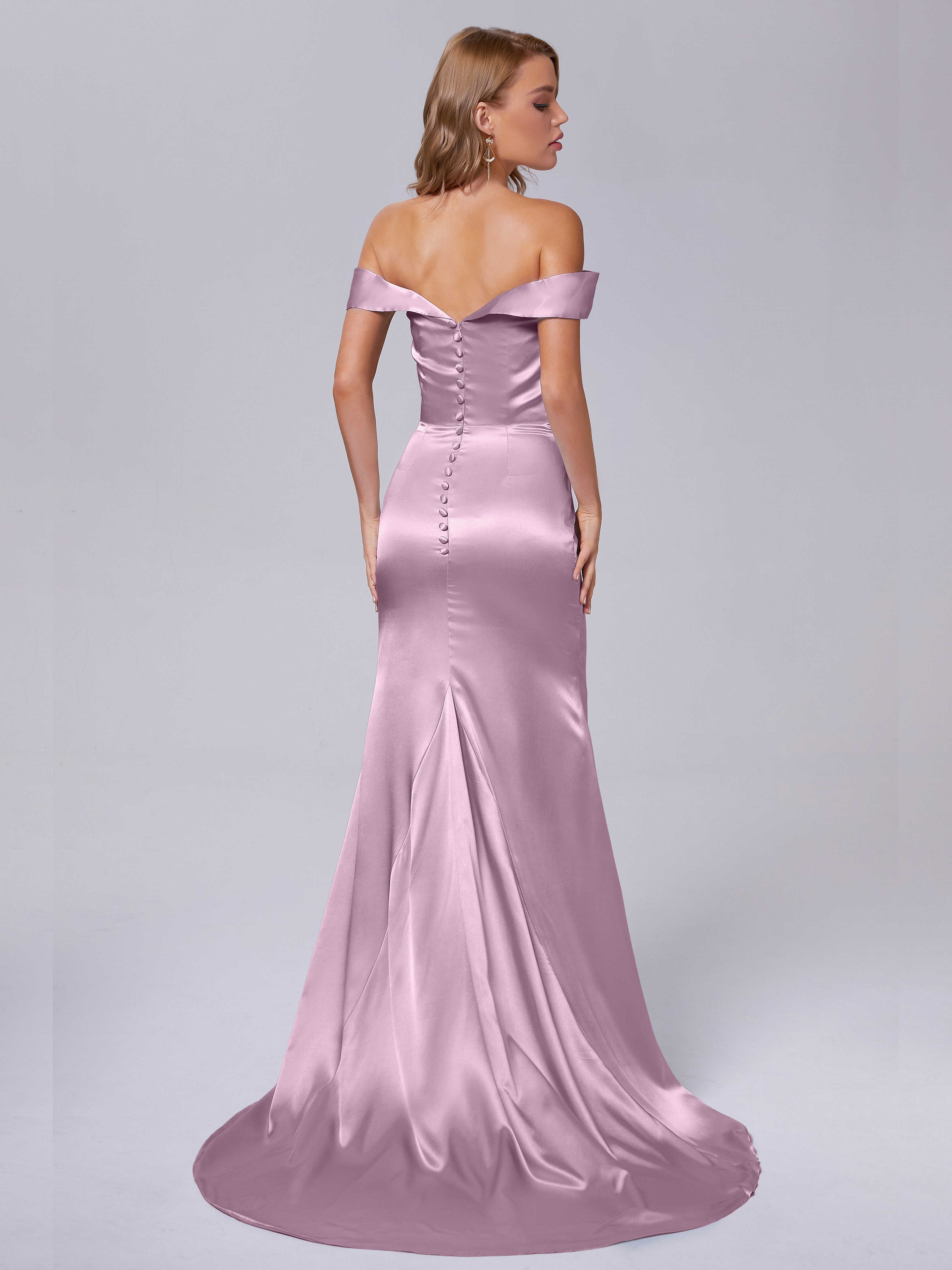 Juliette Weichem Satin Schulterfreie Brautjungfernkleide im Meerjungfrau-Stil