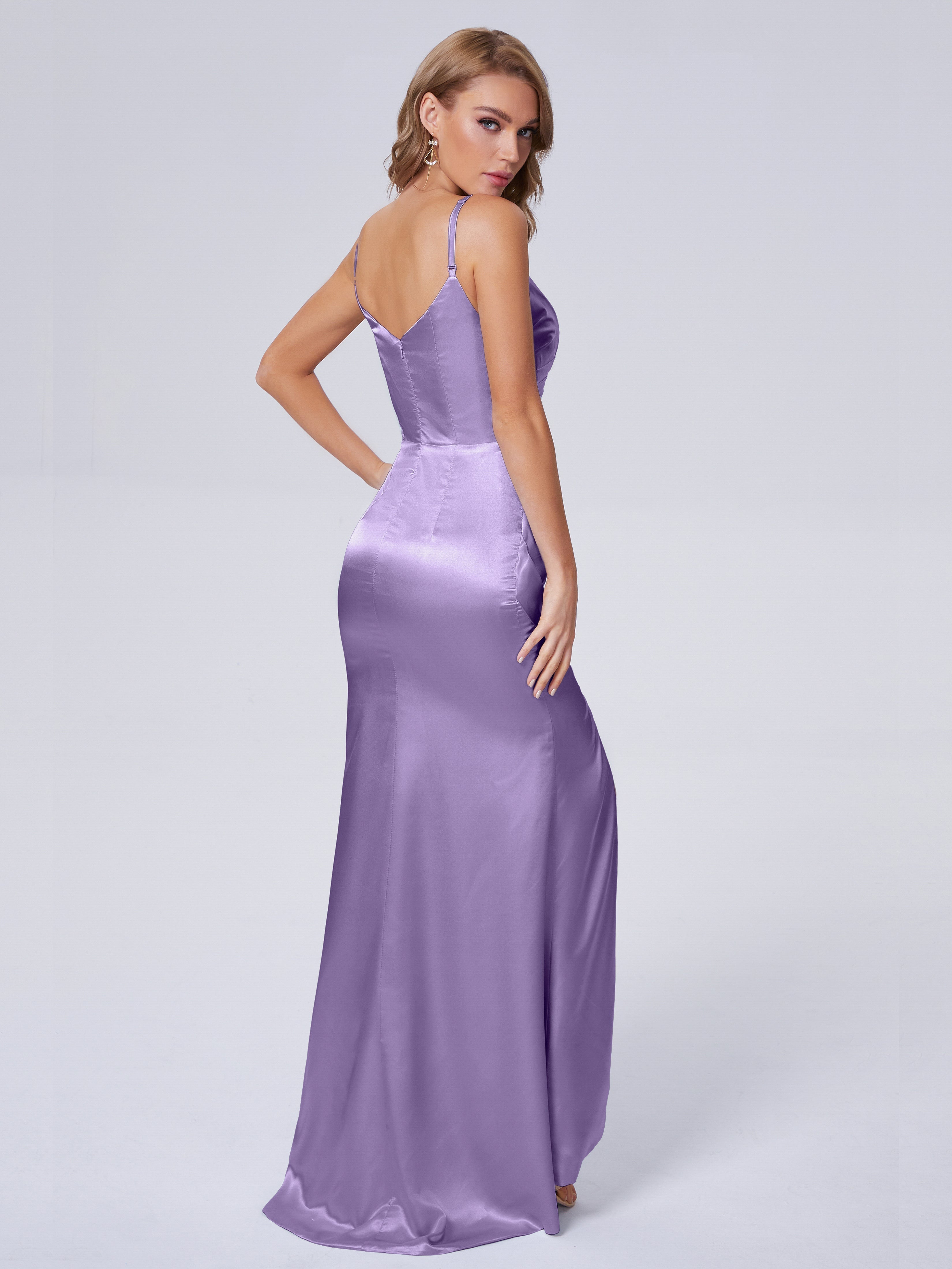 Makayla Weichem Satin Brautjungfernkleider mit Split