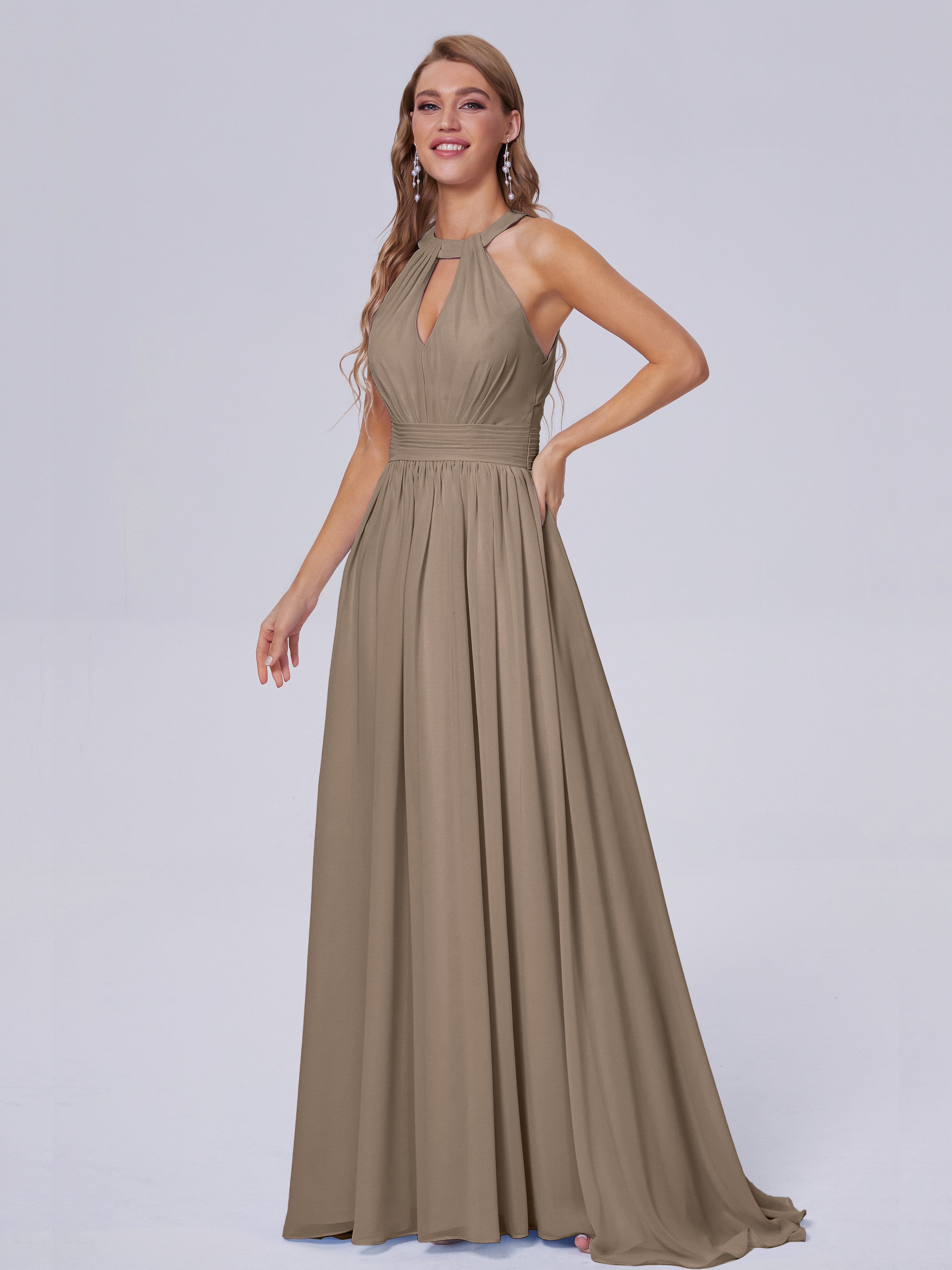 Nicole Sweep Zug Chiffon Brautjungfernkleider