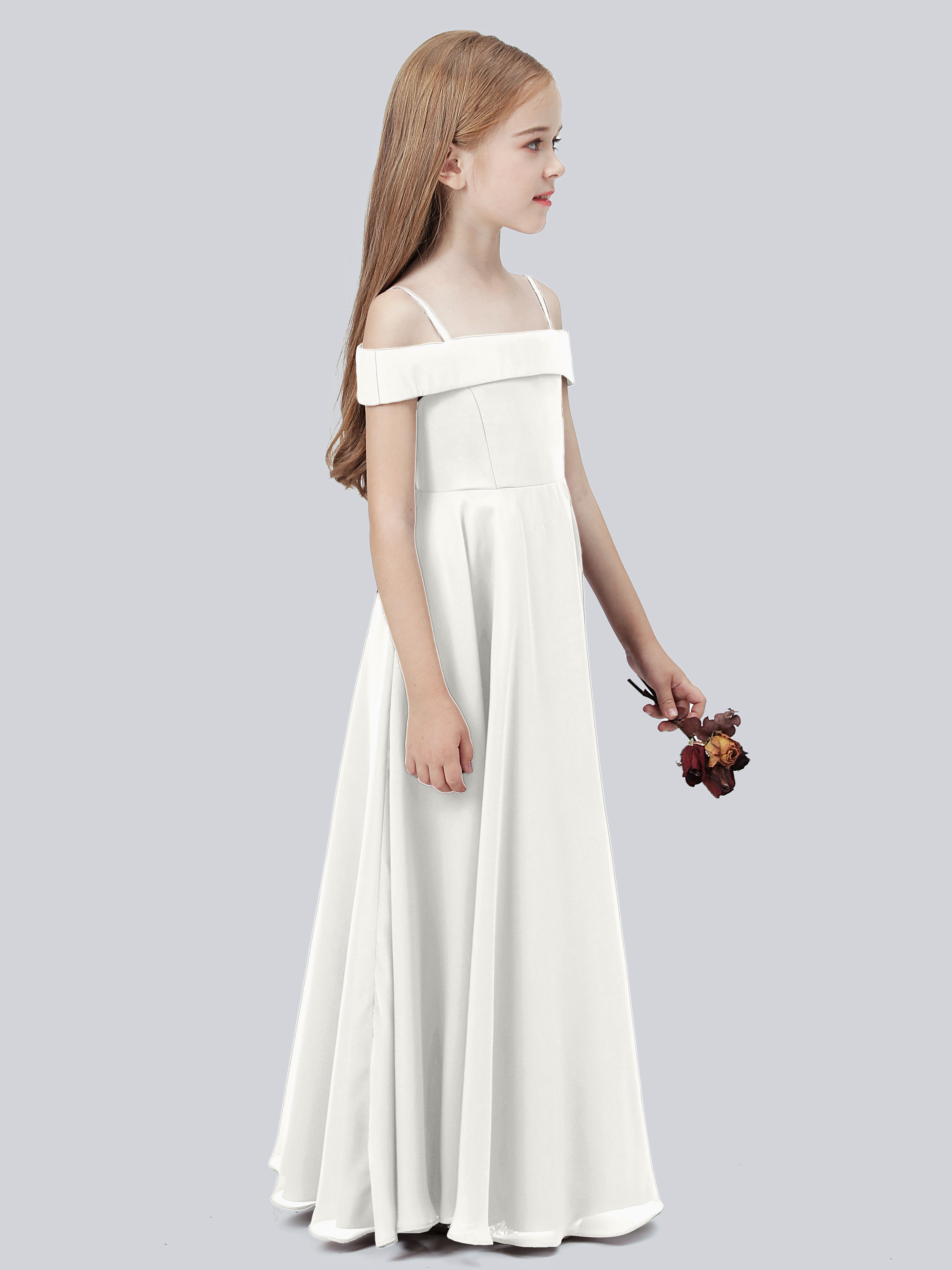 Schulterfreies Stretch-Chiffon Kleid für Junge Brautjungfern