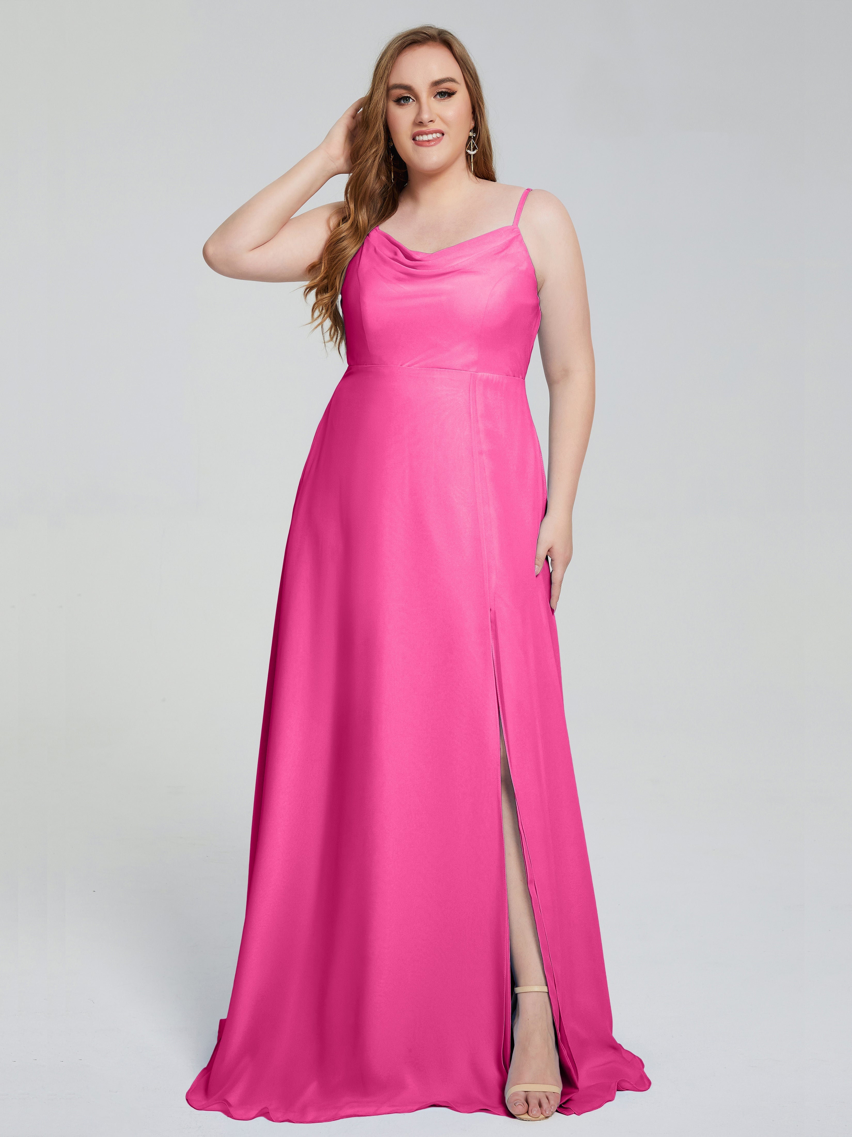 Rachel Spaghettiträger Brautjungfernkleider in Übergröße mit Schlitz