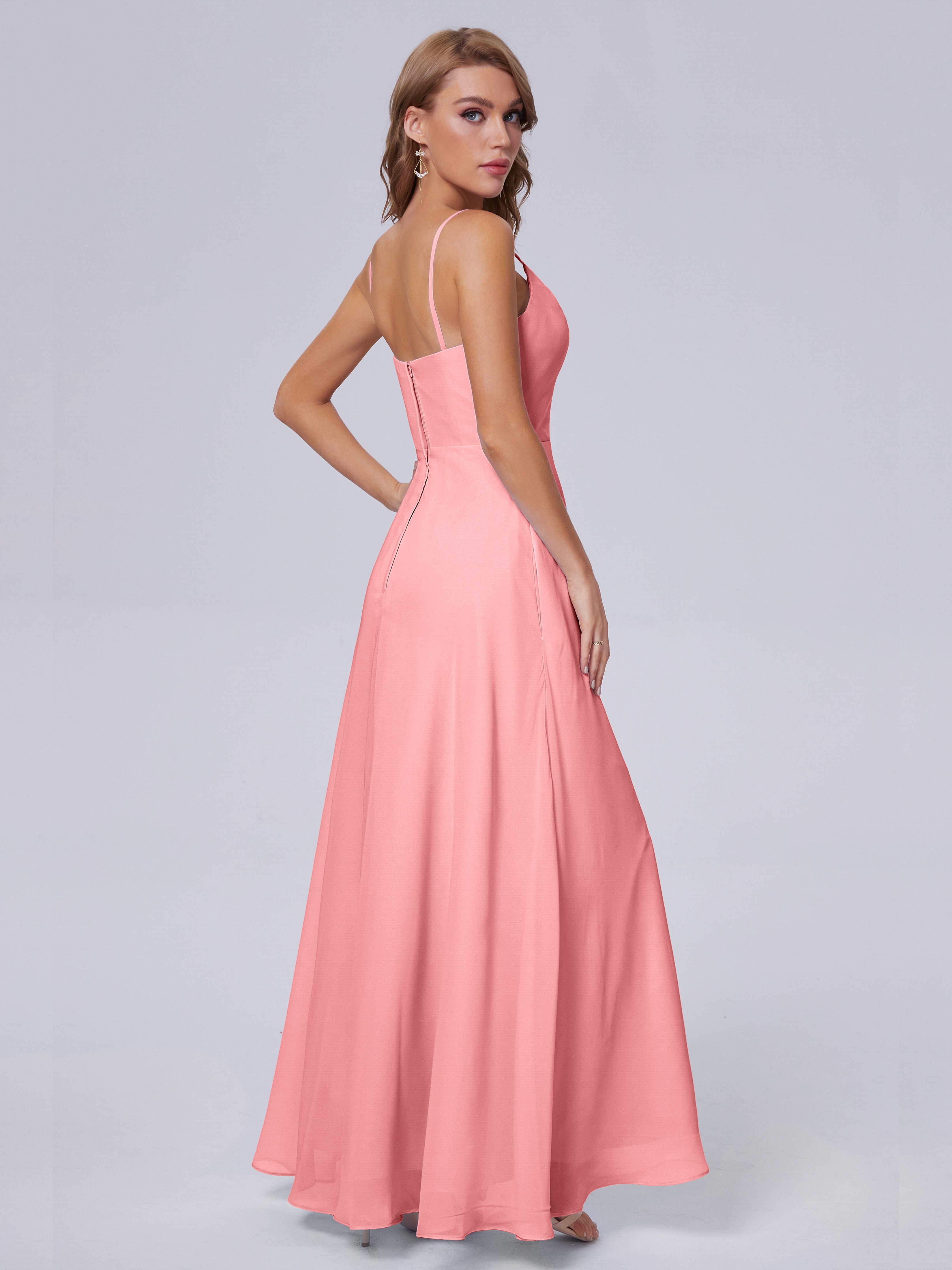 Reese süße Spaghettiträger Chiffon Brautjungfernkleider