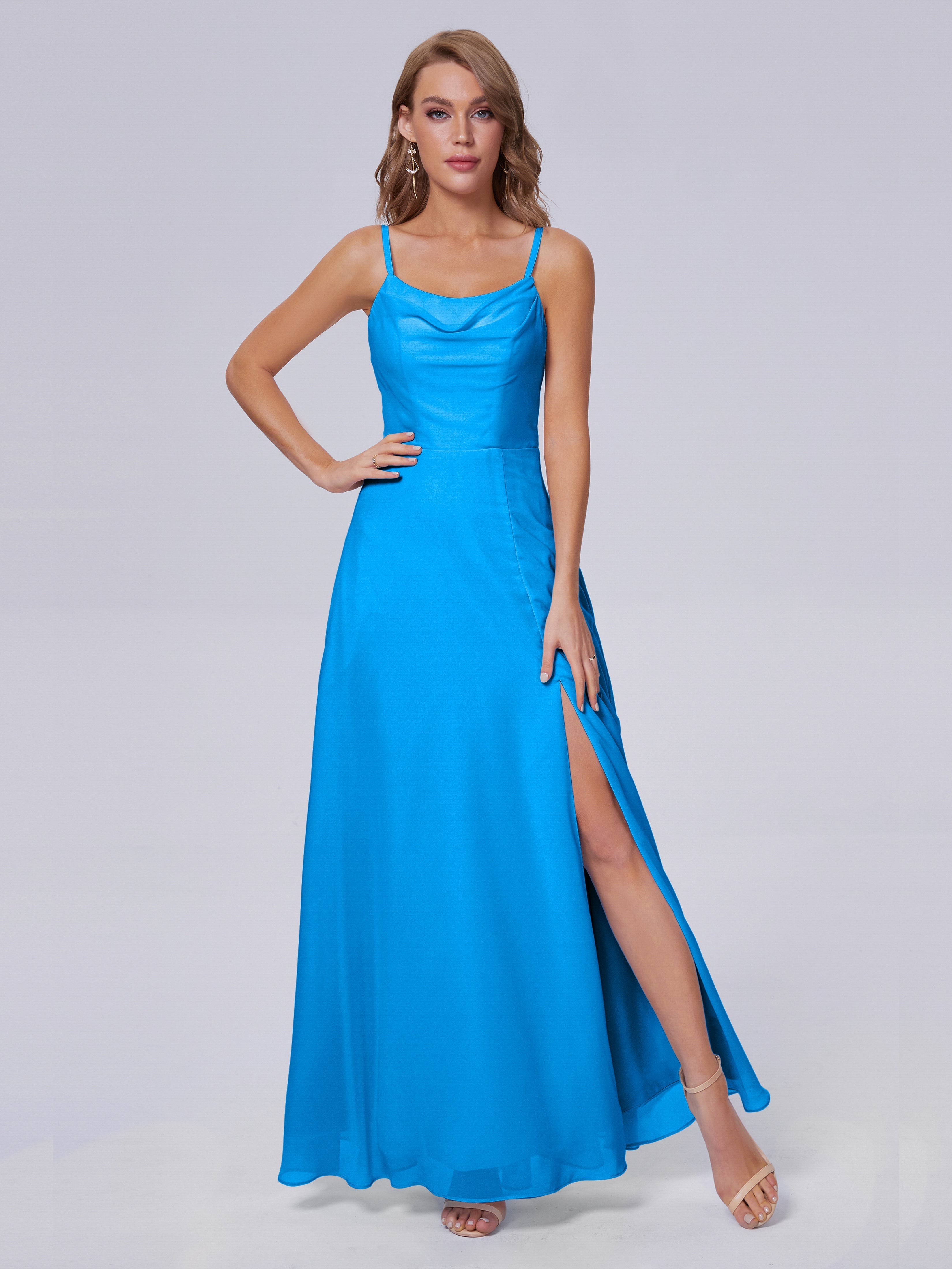 Reese süße Spaghettiträger Chiffon Brautjungfernkleider