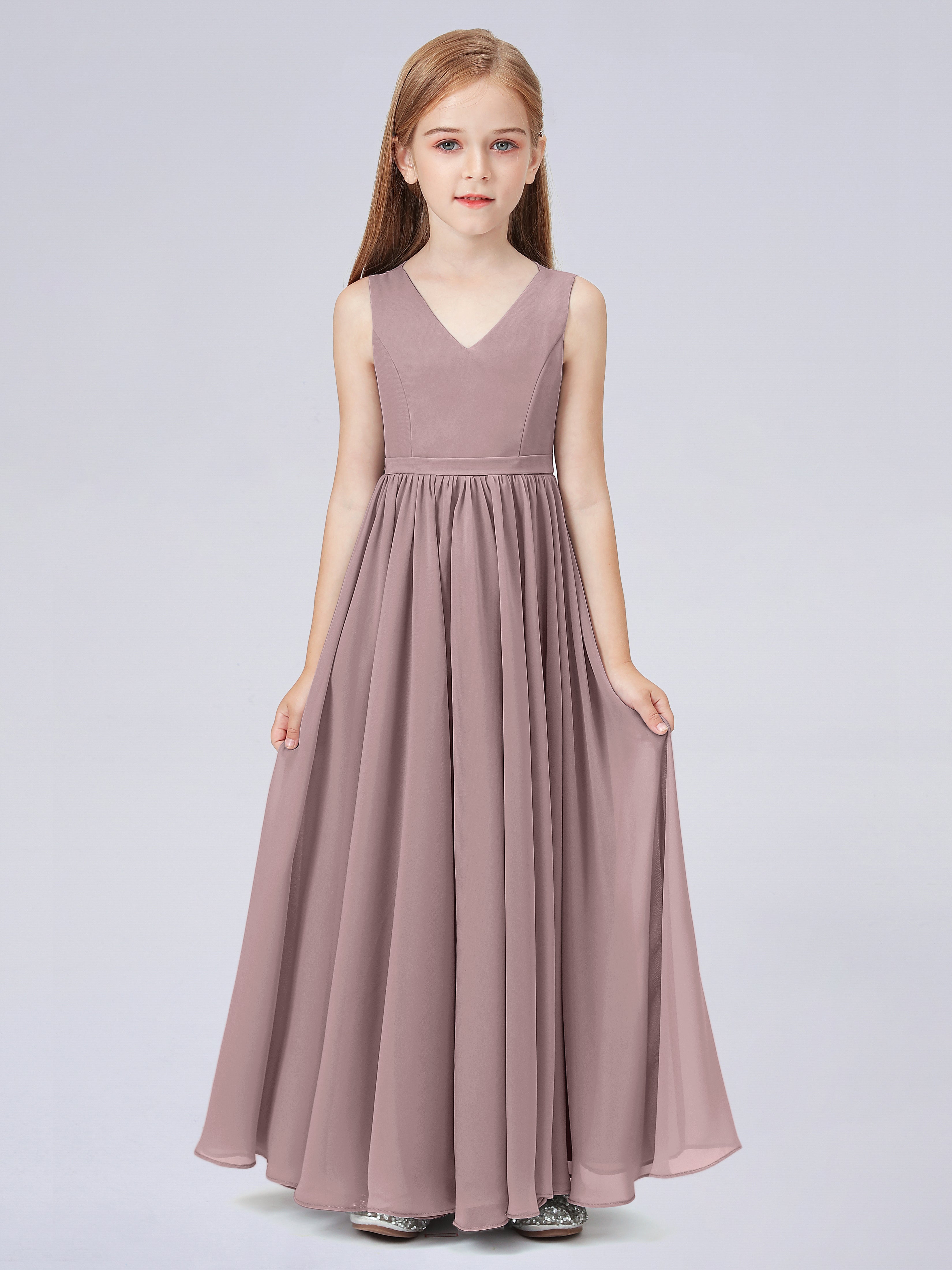 Ärmelloses Chiffon Kleid für Junge Brautjungfern