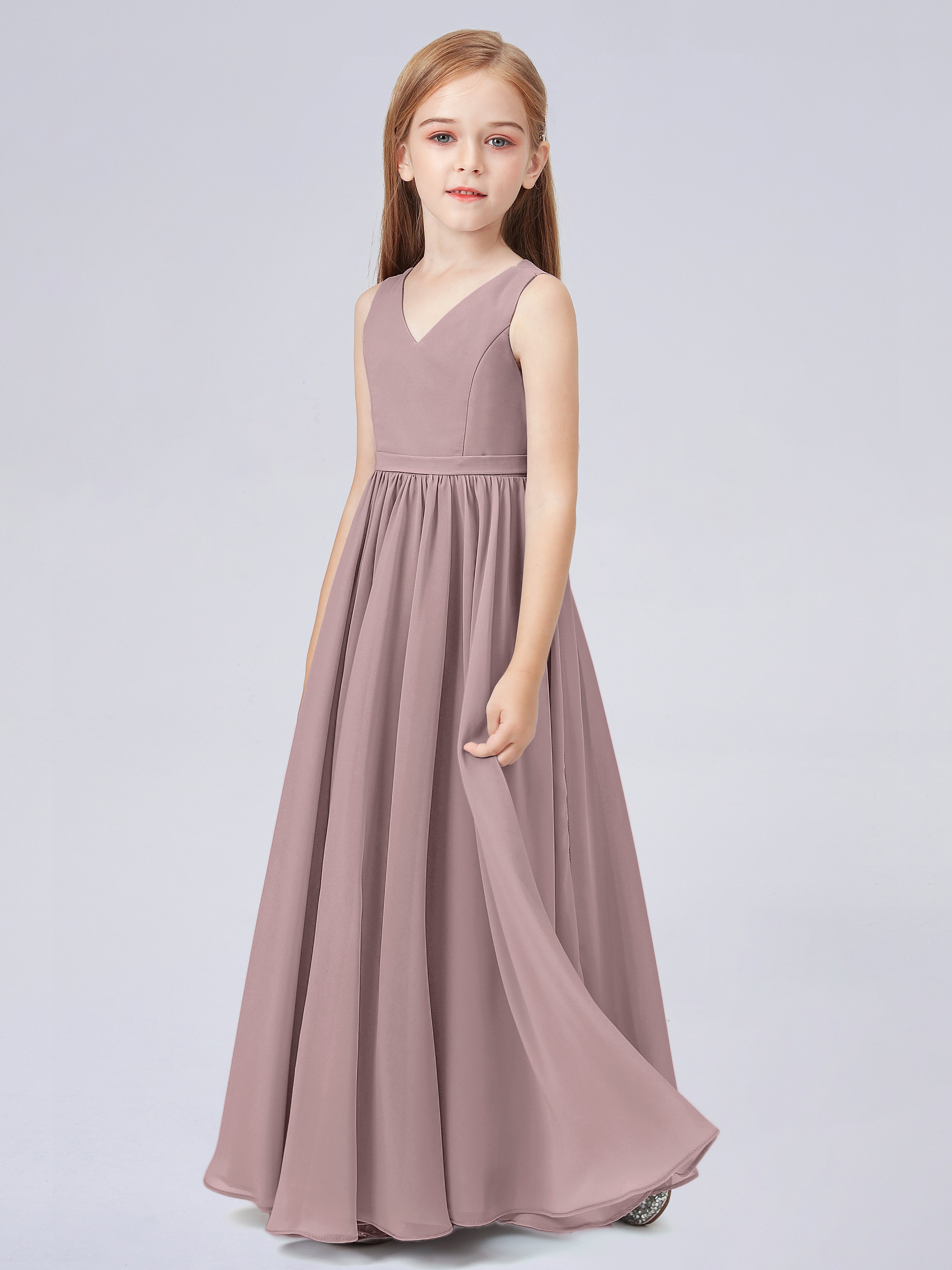 Ärmelloses Chiffon Kleid für Junge Brautjungfern