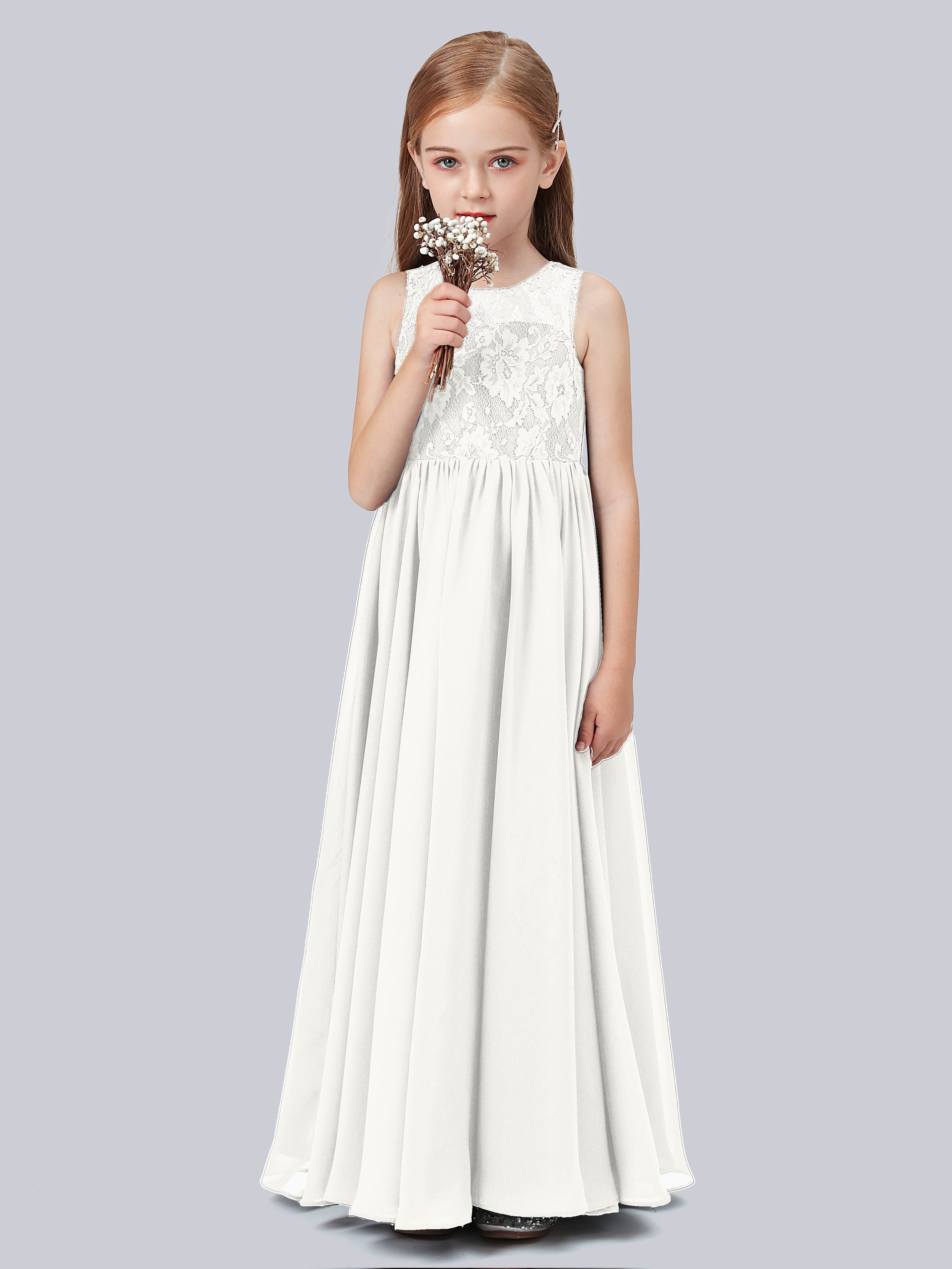 Ärmelloses Spitzen-Mesh-Kleid für Junge Brautjungfern