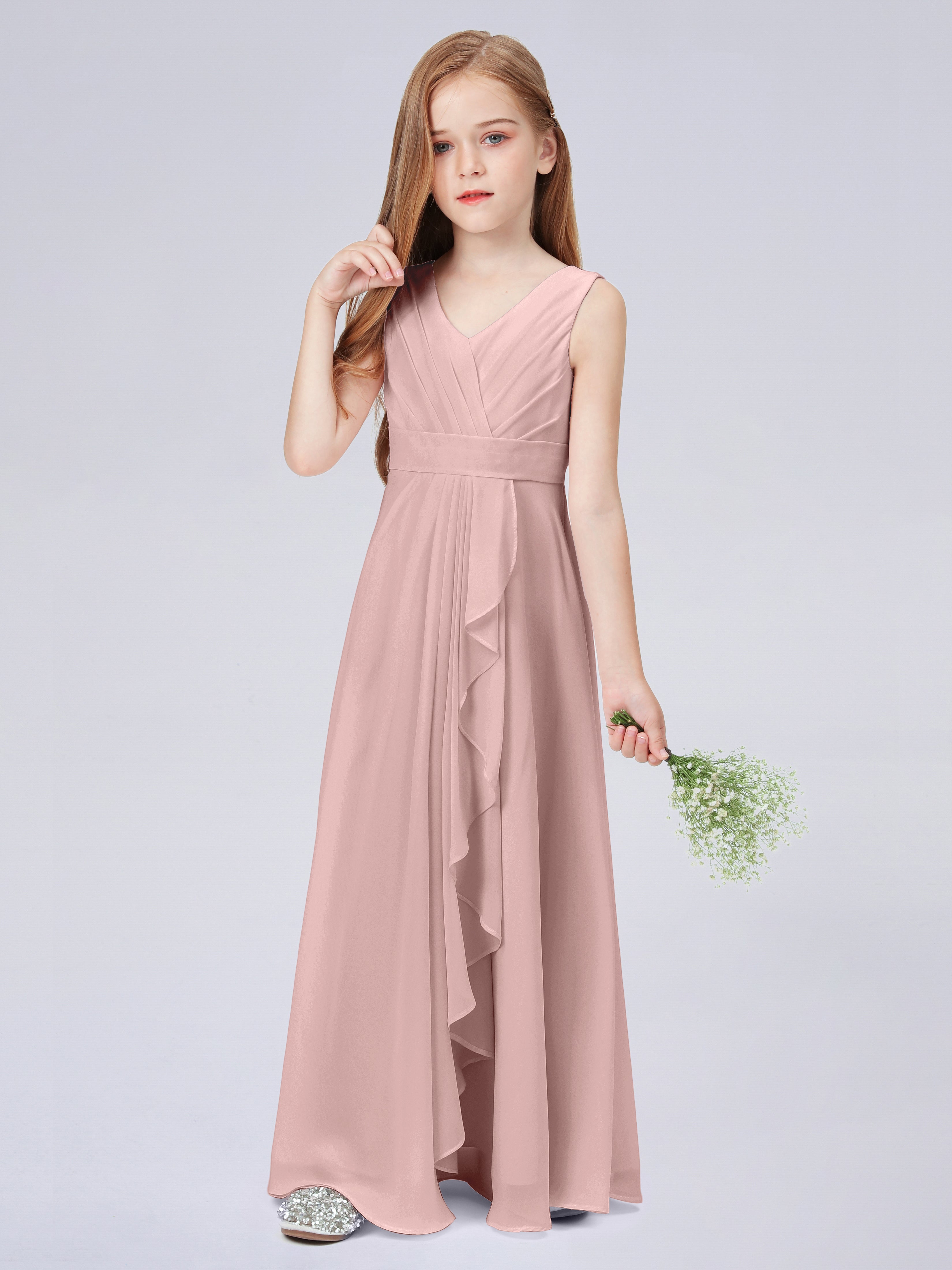 Trägerkleid für Junge Brautjungfern mit Cascade