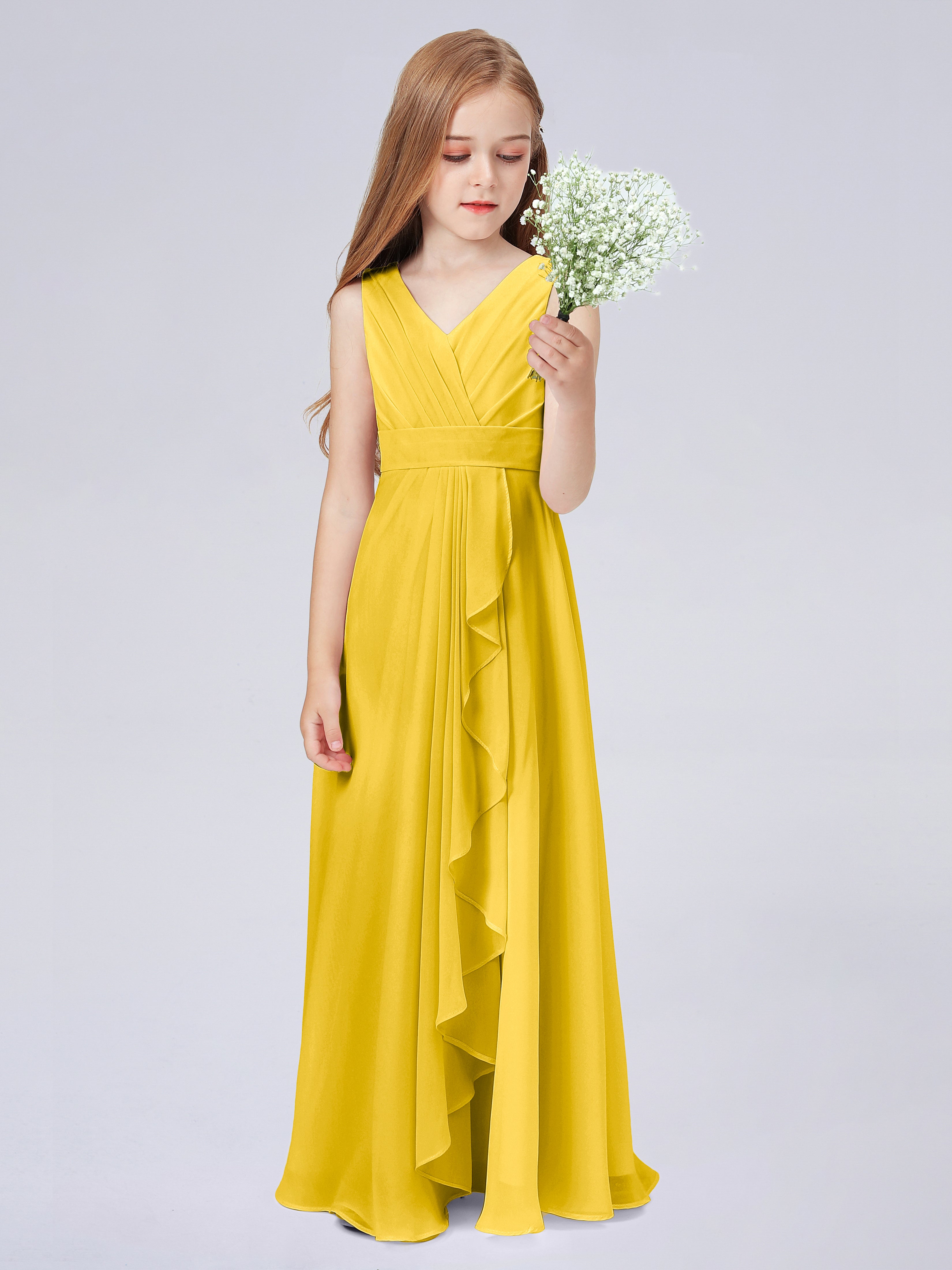 Trägerkleid für Junge Brautjungfern mit Cascade