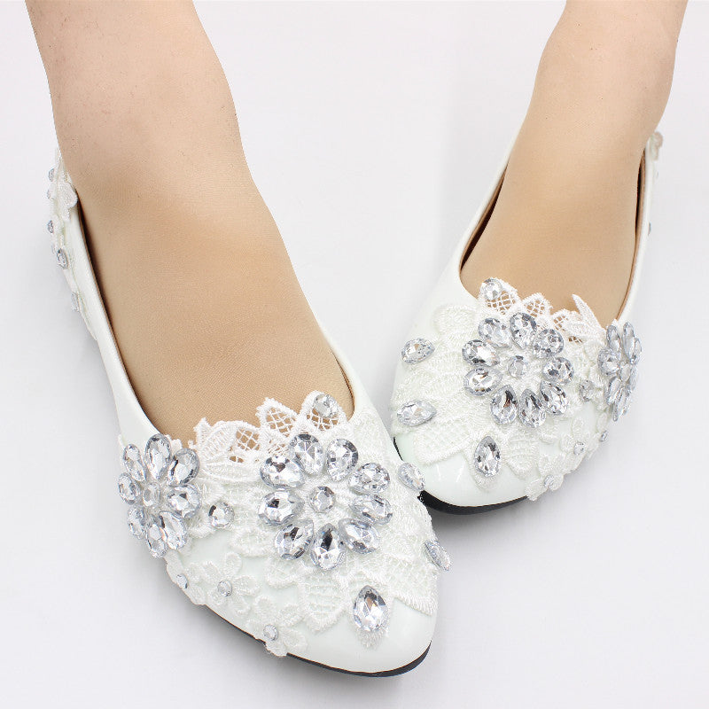 Wunderschöne Diamante Spitze Blume Hochzeit Schuhe