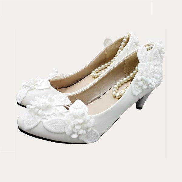 Pure Samt Blume Perle Fußkettchen Hochzeit Schuhe