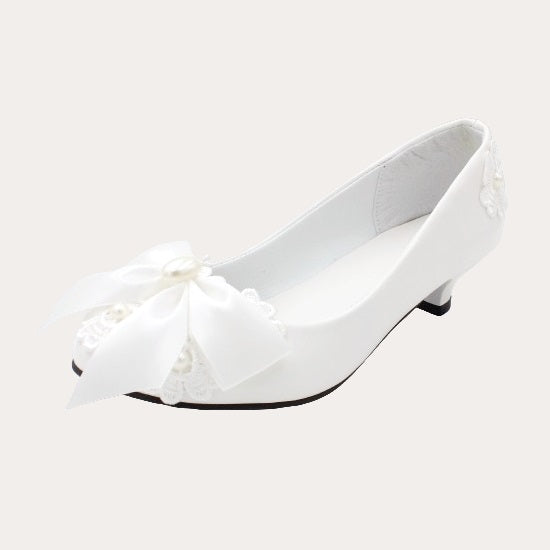 Süße Satin Schleife oval Perle verschönert Hochzeit Schuhe